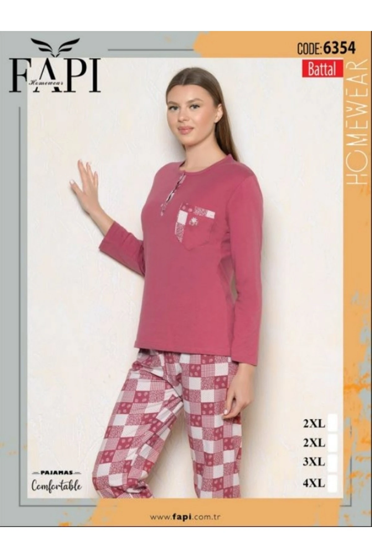 FAPİ PREMİUM UZUN KOLLU BATTAL PİJAMA TAKIMI