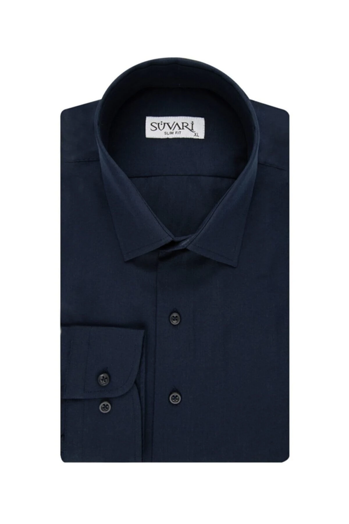 Classics Smart Sport Dar Kalıp Takım Elbise Gömleği Düz Lacivert Slim Fit Cepsiz