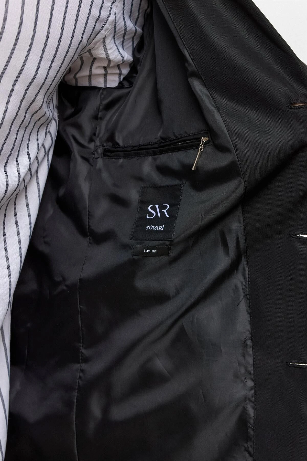 Siyah Slim Düz Mont