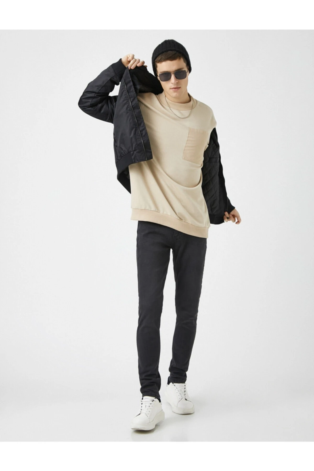 Erkek Antrasit Cepli Jeans