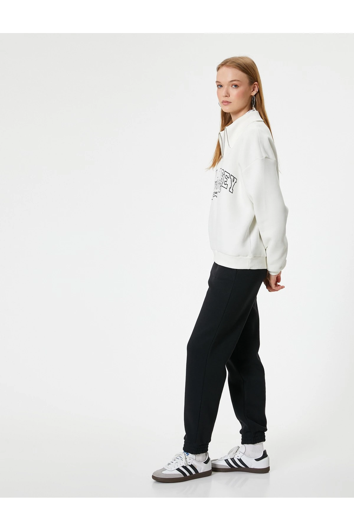 Şardonlu Jogger Eşofman Altı Yüksek Bel Cepli Rahat Kalıp