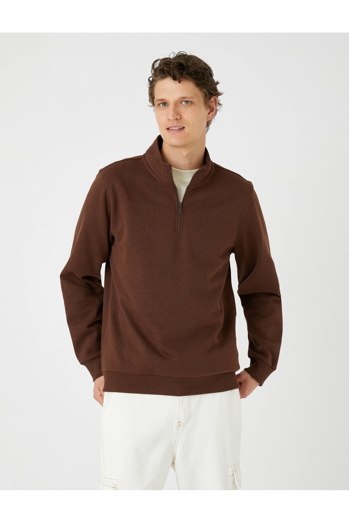 4WAM70126MK Koton Erkek Sweat BEJ