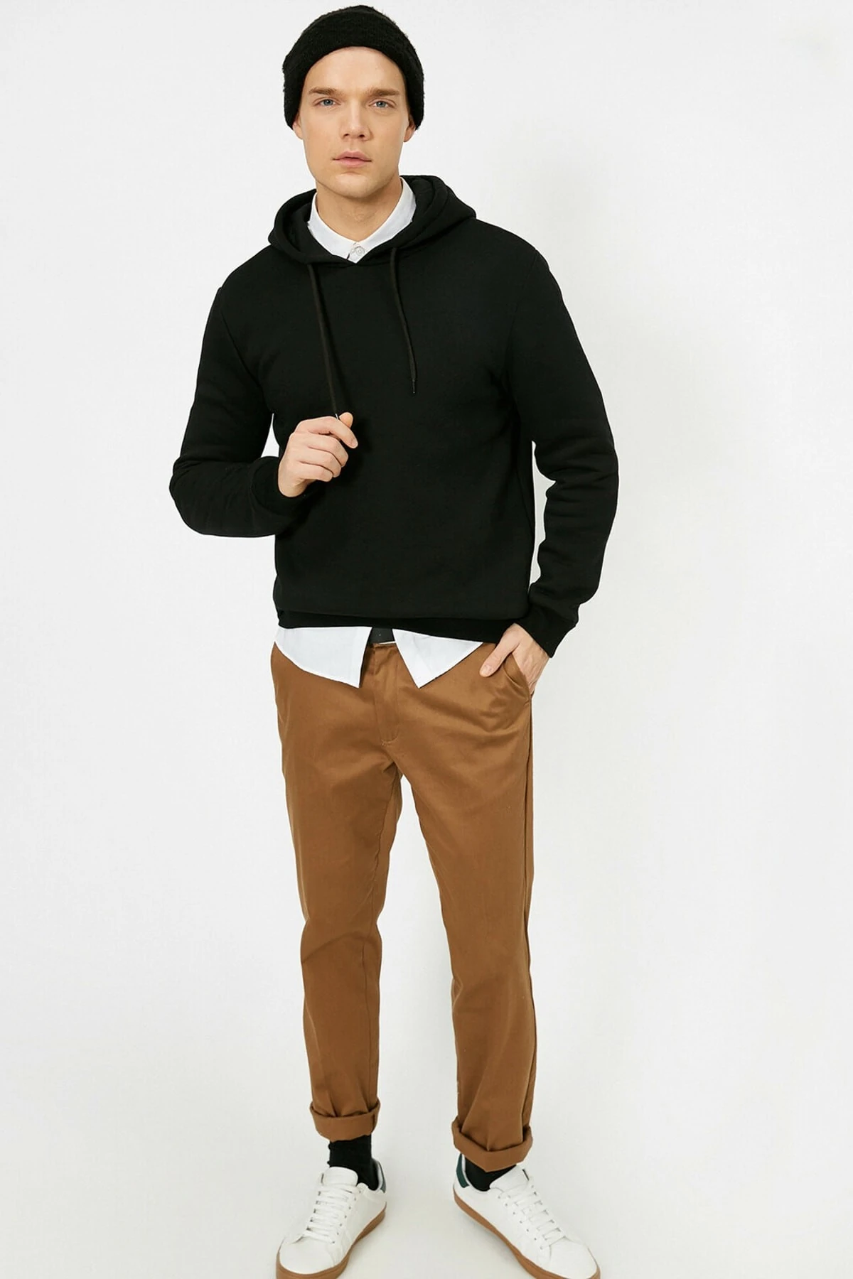 Erkek Gri Kapüsonlu Sweatshirt 0YAM71593LK