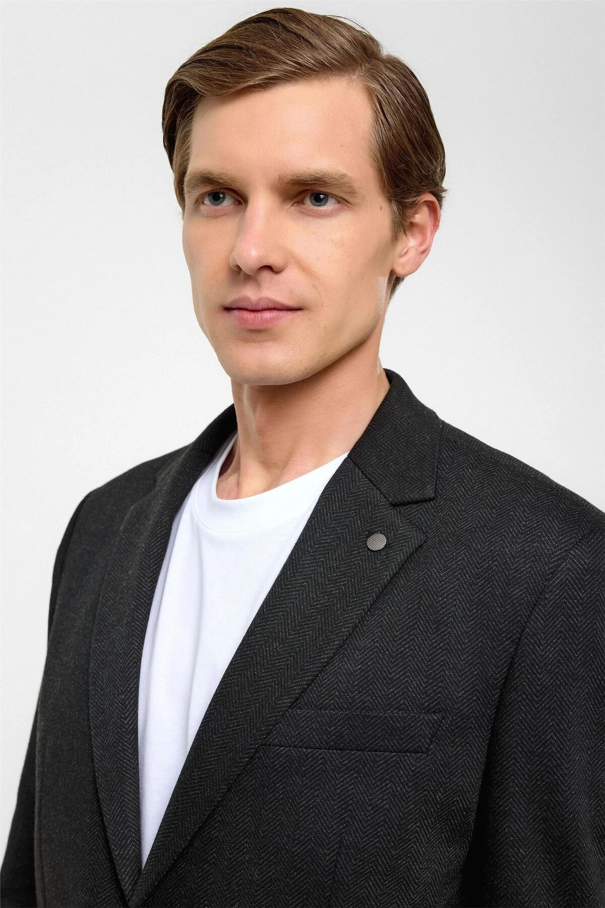 Siyah Regular Fit Mono Yaka 6 Drop Ceket