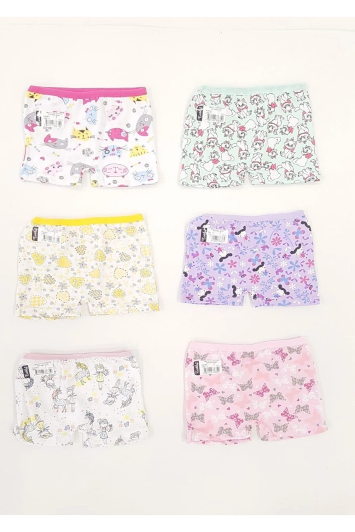 Kız Çocuk 6'lı Renkli Desenli Boxer