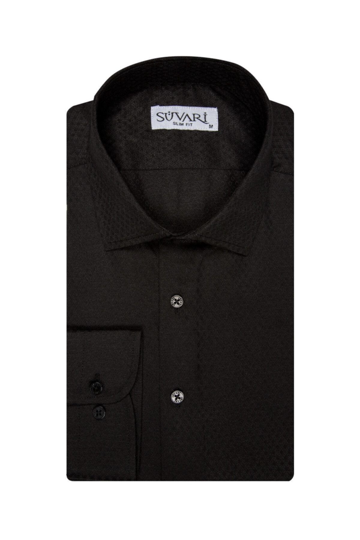 Antibakteriyel Slim Fit Armür Desenli Erkek Gömlek