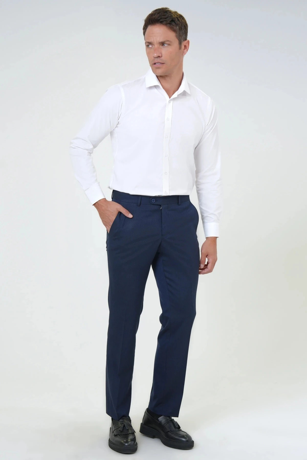 Süvari Slim Fit Esnek Düz Siyah Erkek Kumaş Pantolon