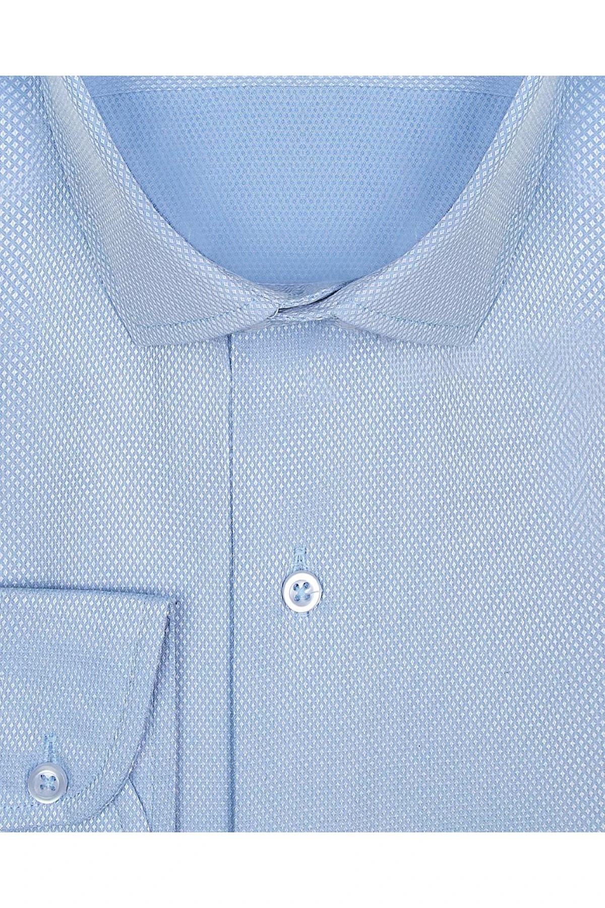 Slim Fit Armür Desenli Siyah Erkek Gömlek