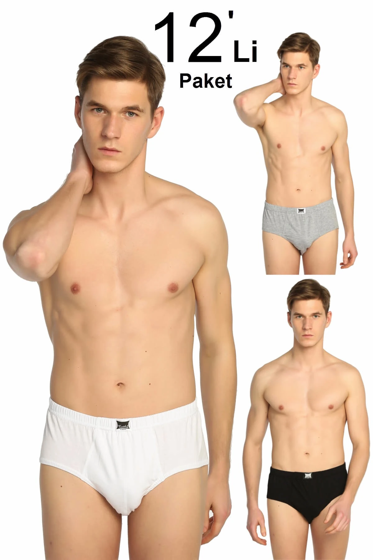 Entaha Erkek Karışık Renk 12'li Paket Pamuk Slip Yeni Sezon