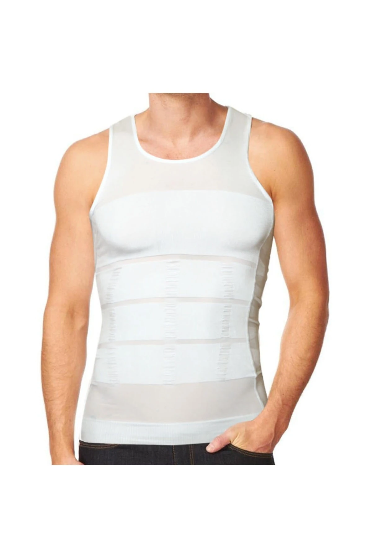Erkek Beyaz 1 Beden İncelten Korseli Atlet Korse