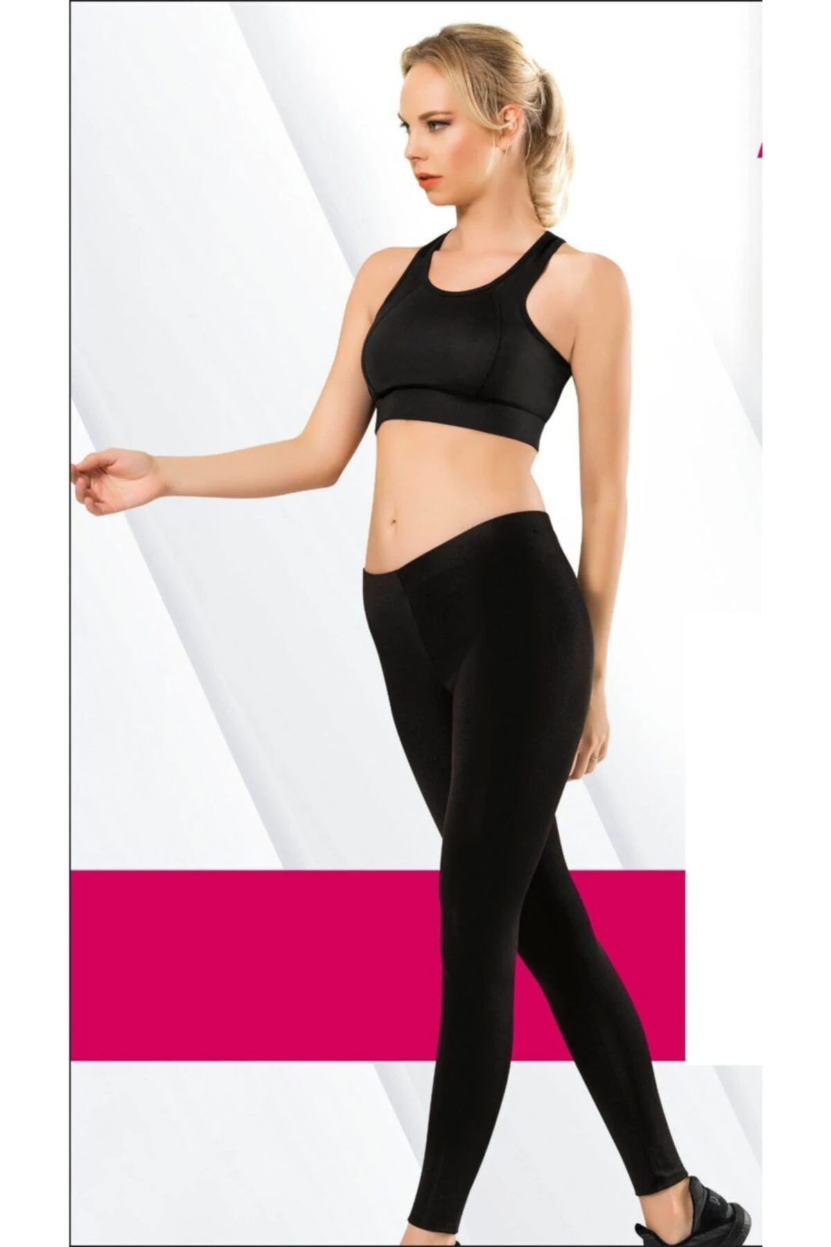 Kadın Siyah Kota Tayt