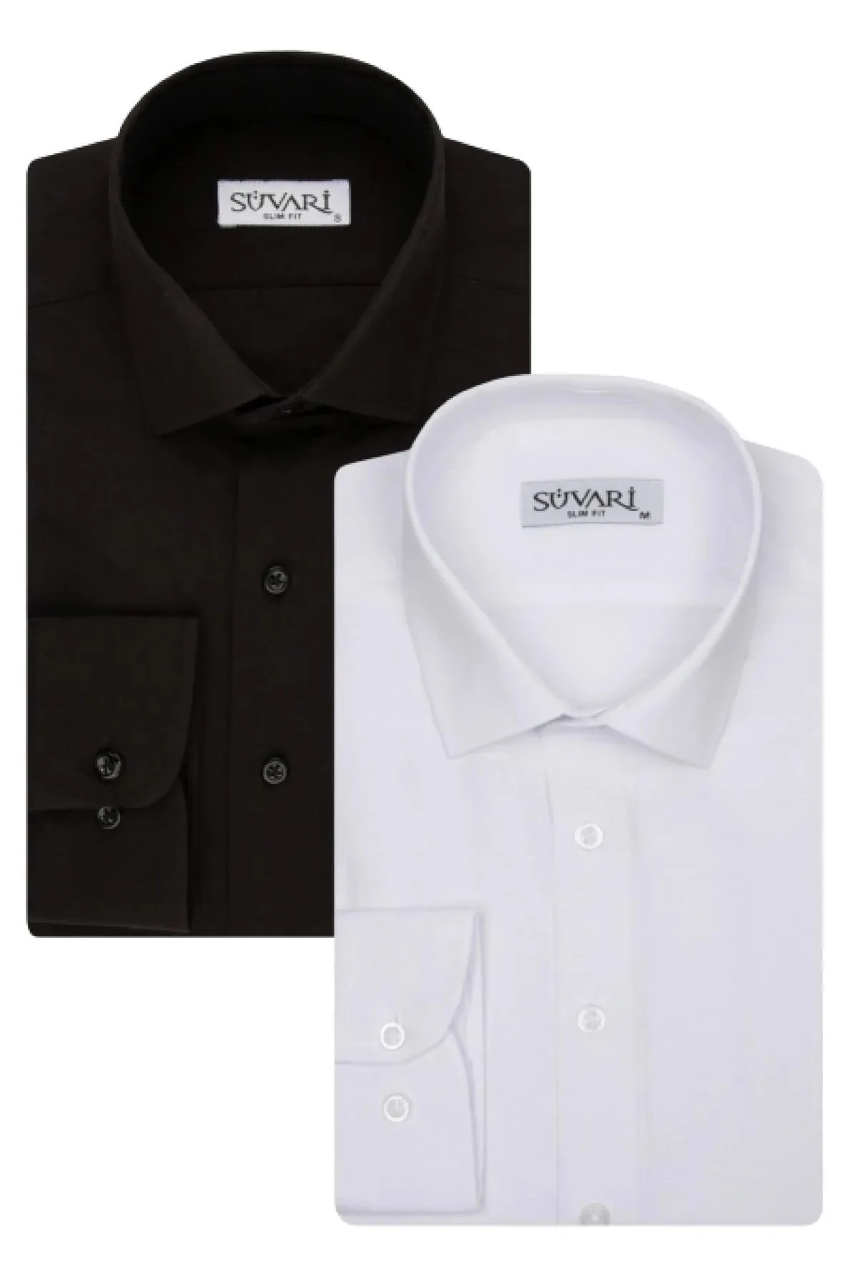 2 Lİ RAHAT KALIP ARMÜR DESENLİ GÖMLEK SETİ SİYAH-BEYAZ