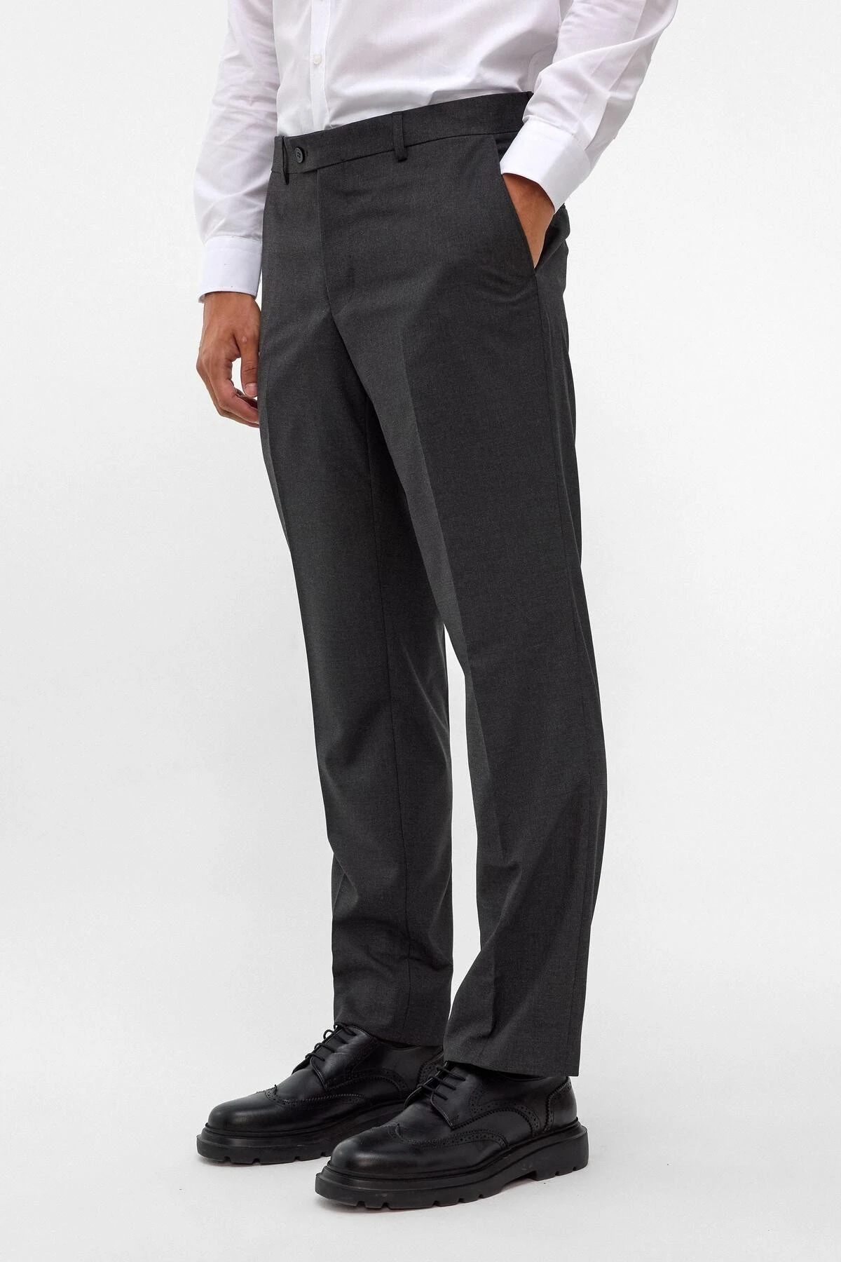 Antrasit Regular Düz Pantolon