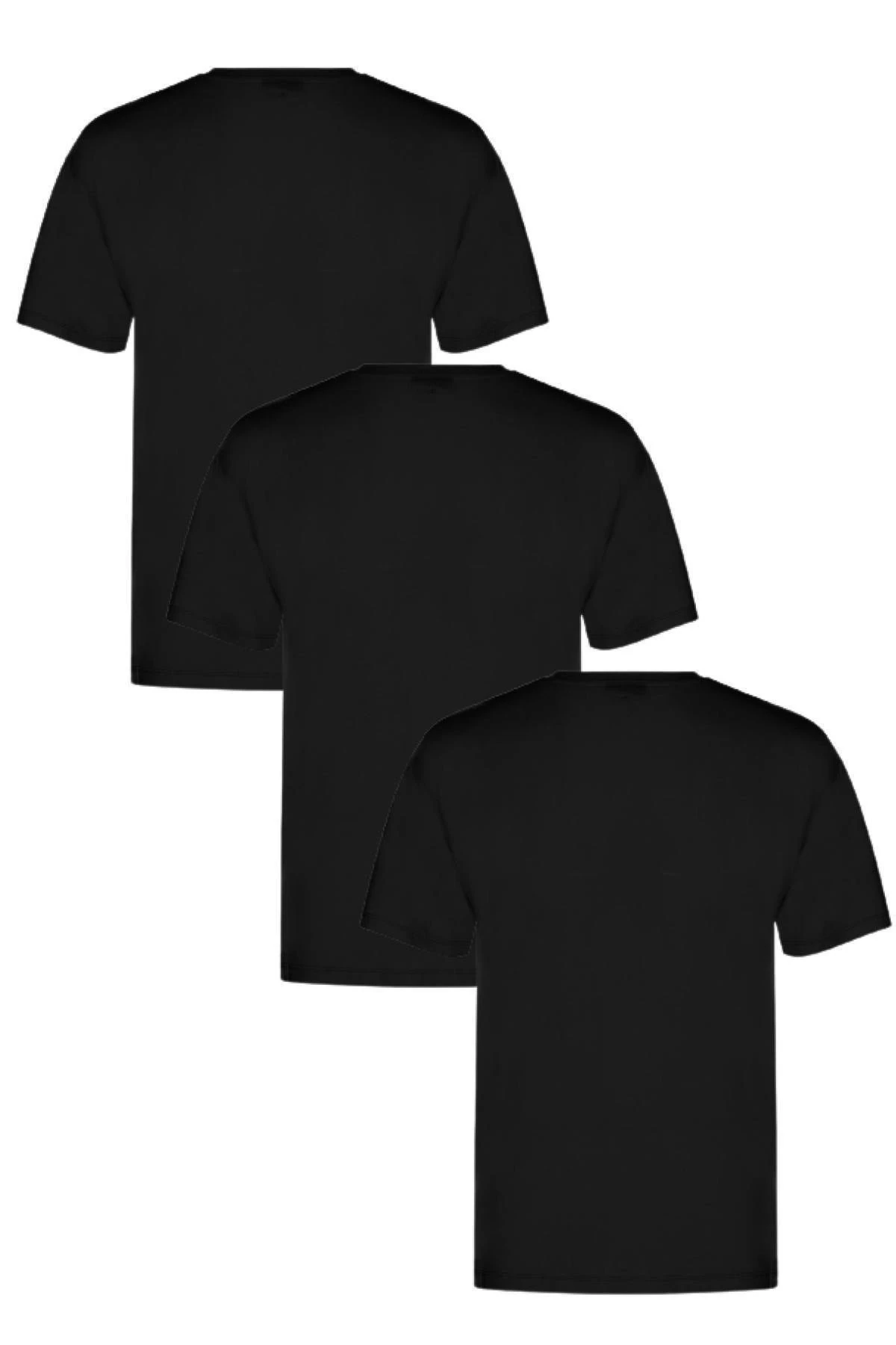 Erkek Beyaz Pamuk Likra Dar Kalıp Yuvarlak Yaka Tshirt 3lü Set