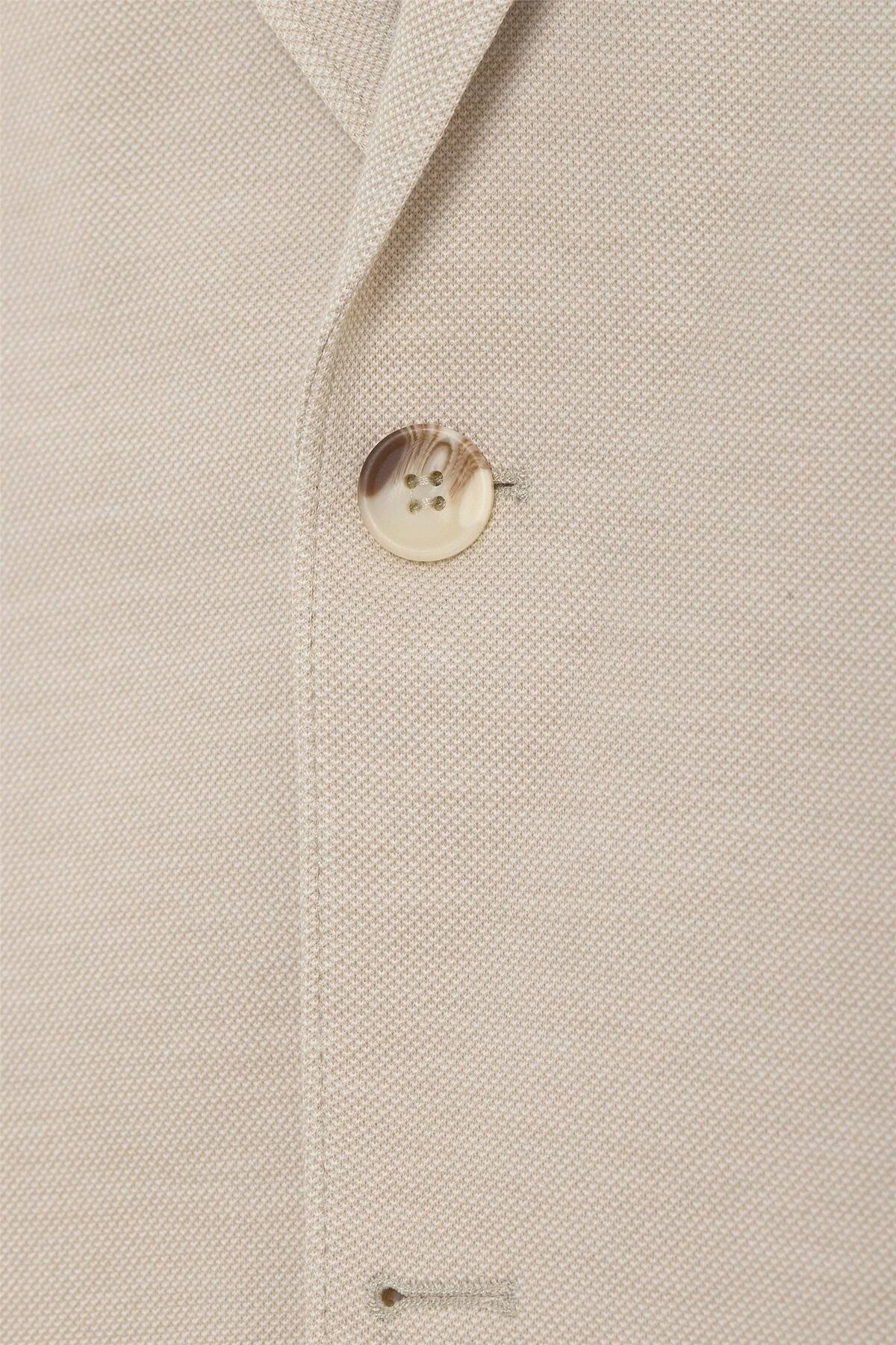 Bej Regular Desenli Mono Yaka 6 Drop Ceket