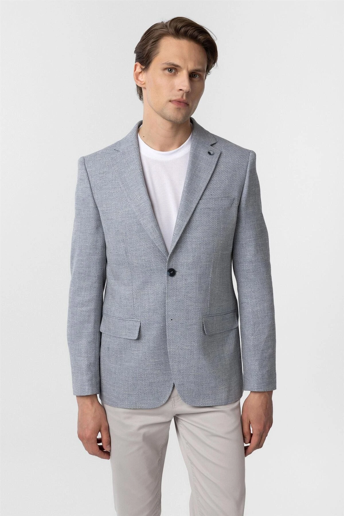 Mavi Slim Fit Düz Mono Yaka 6 Drop Ceket