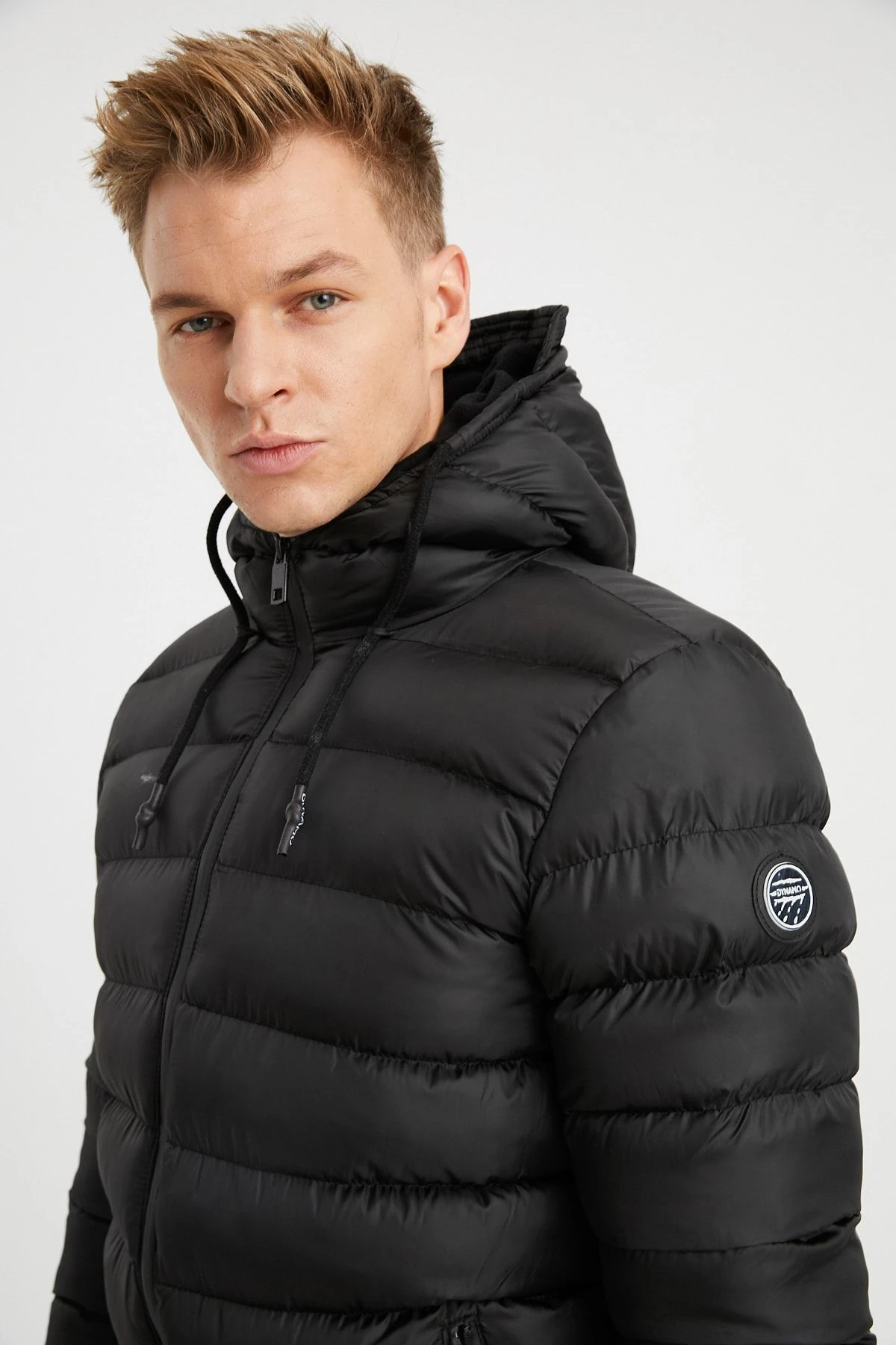 Erkek Siyah Büyük Beden Kapüşonlu Polar Astarlı Kalın Şişme Mont