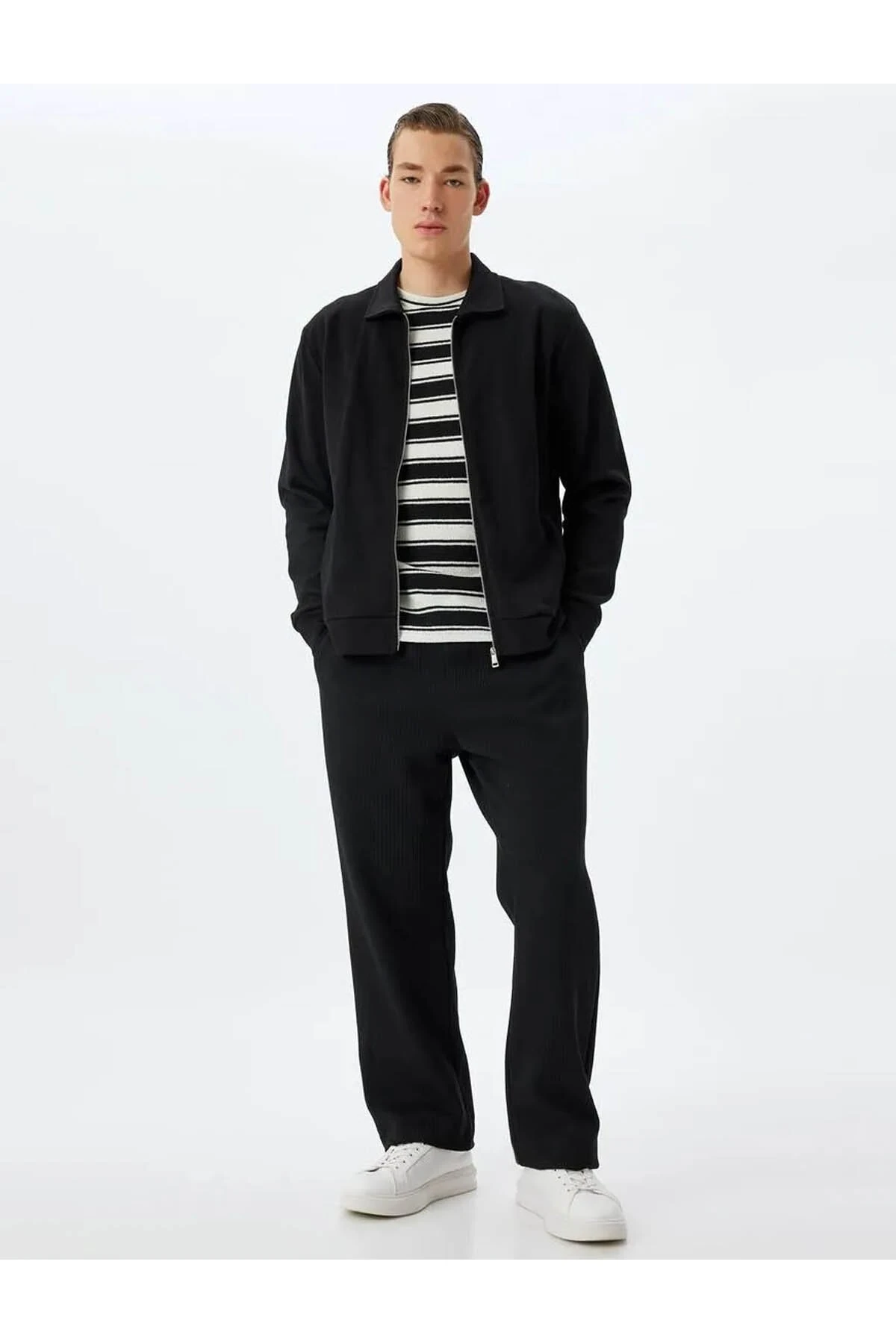 Bağcıklı Cep Detaylı Siyah Erkek Eşofman Altı 5WAM40027MK