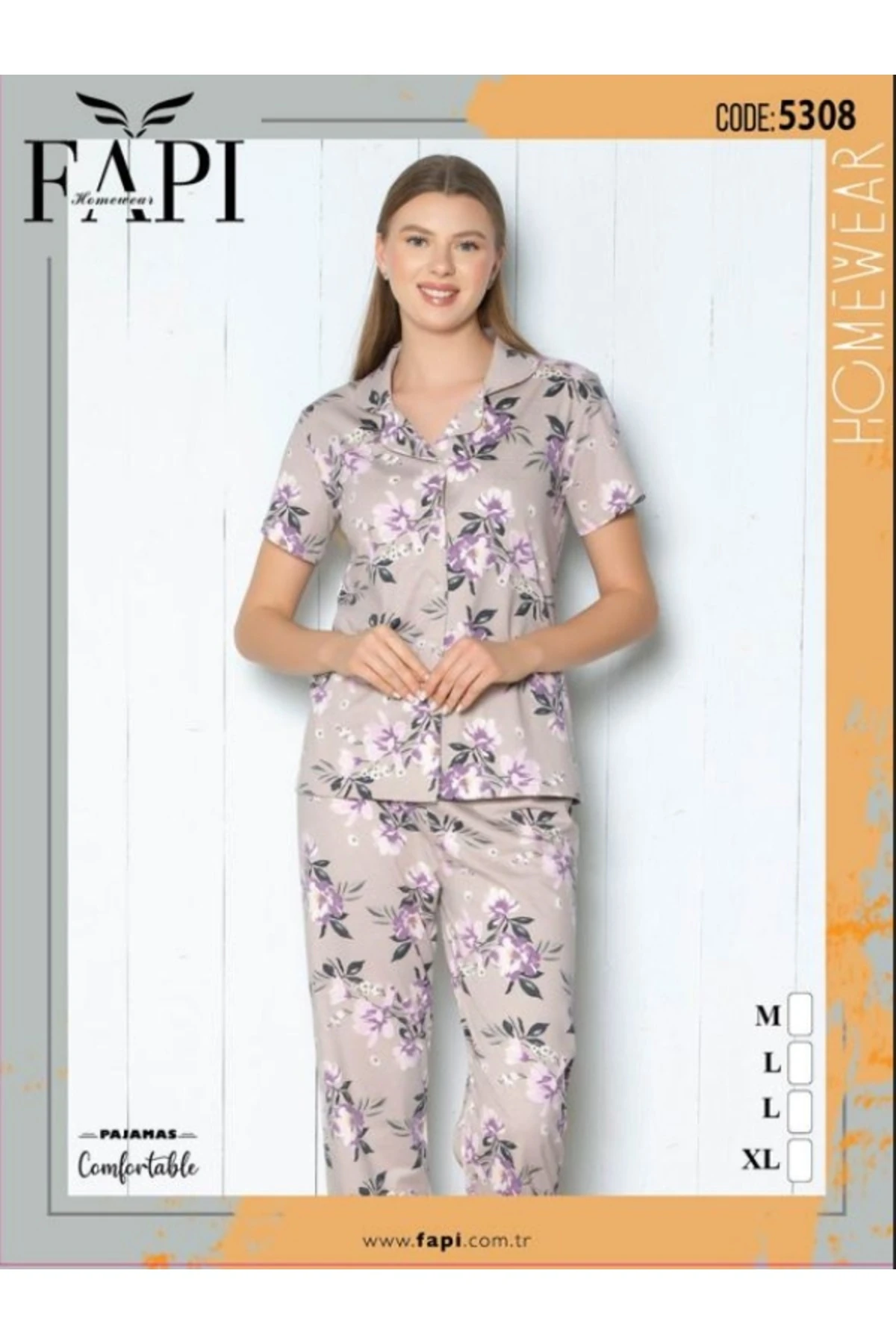 FAPİ PREMİUM KISA KOLLUDÜĞMELİDESENLİ PİJAMA TAKIMI