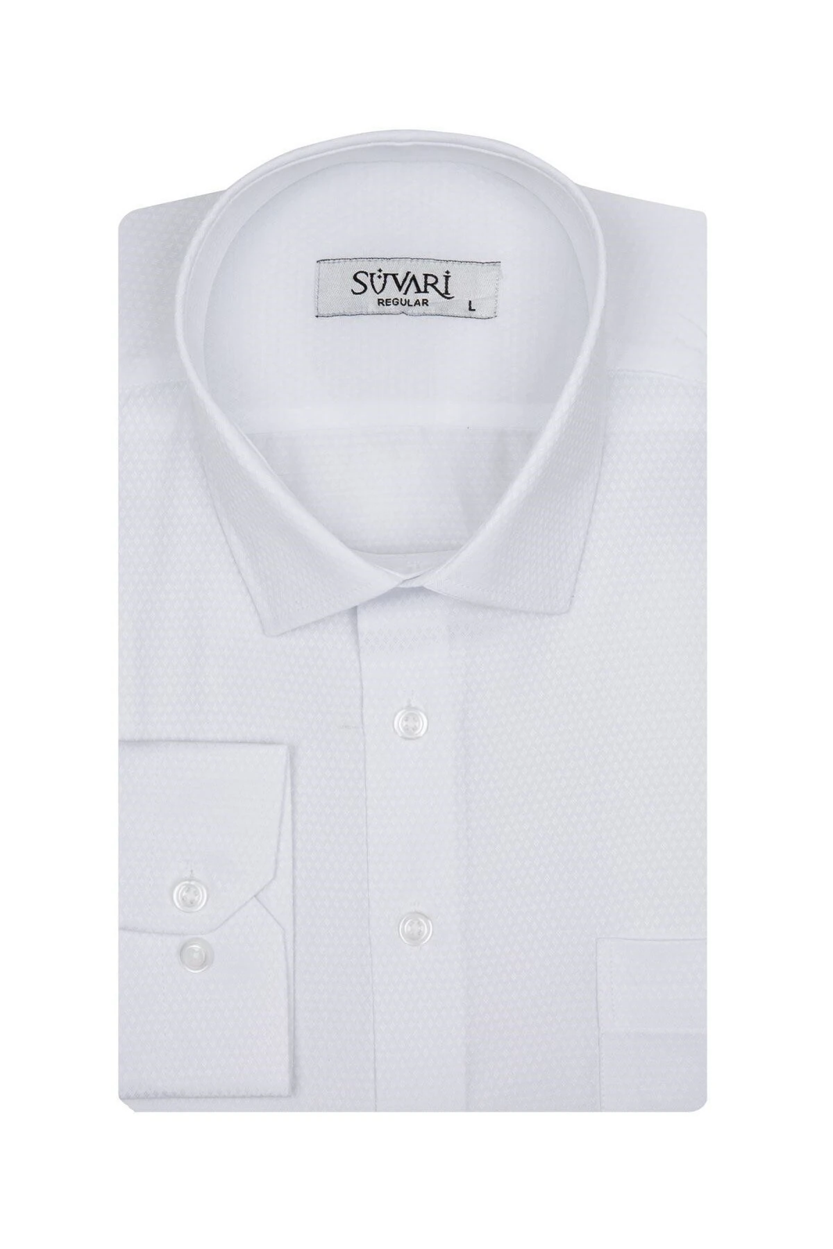 Bol Kesim Armürlü Beyaz Erkek Gömlek