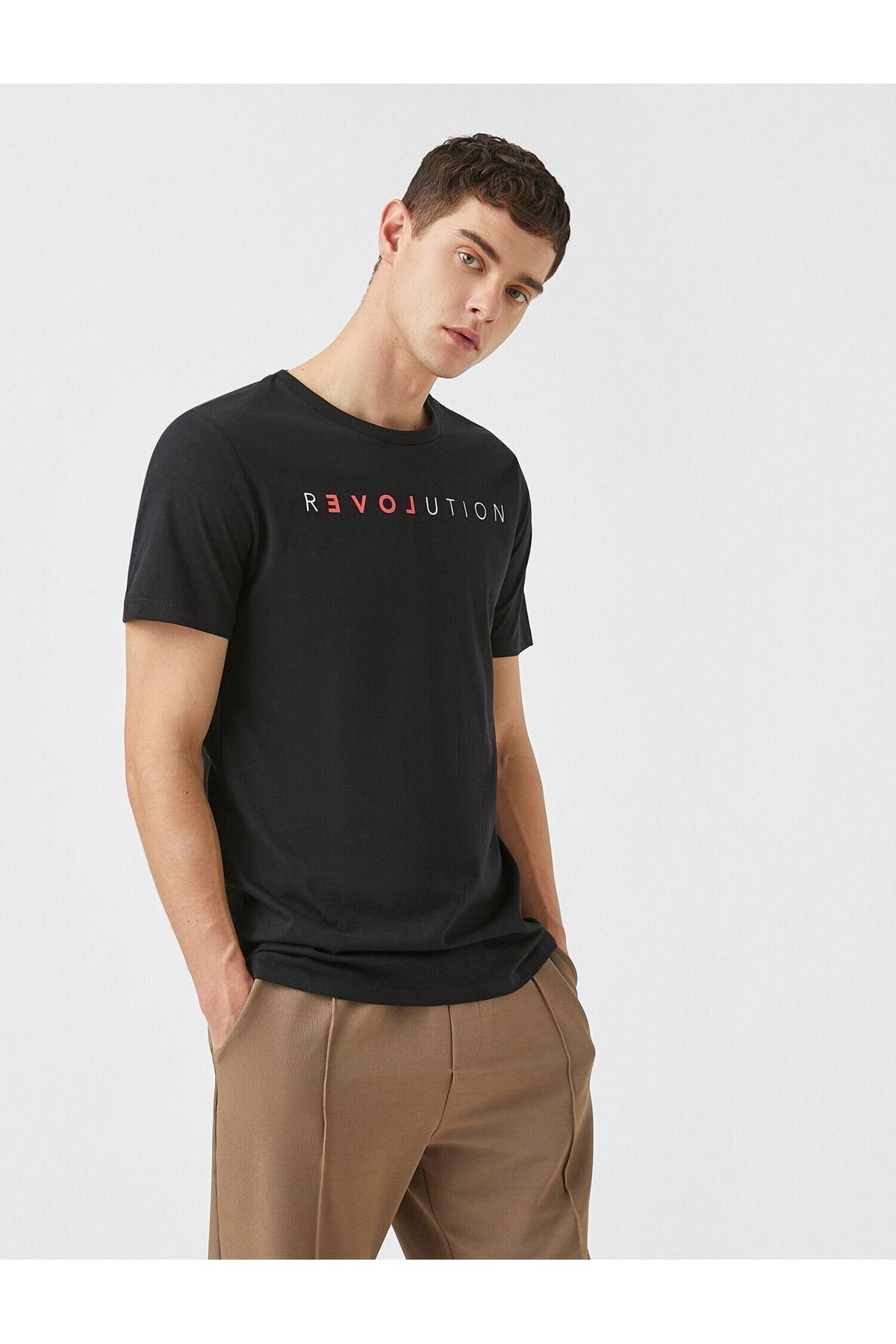 2yam11263dk Erkek T-shirt Siyah