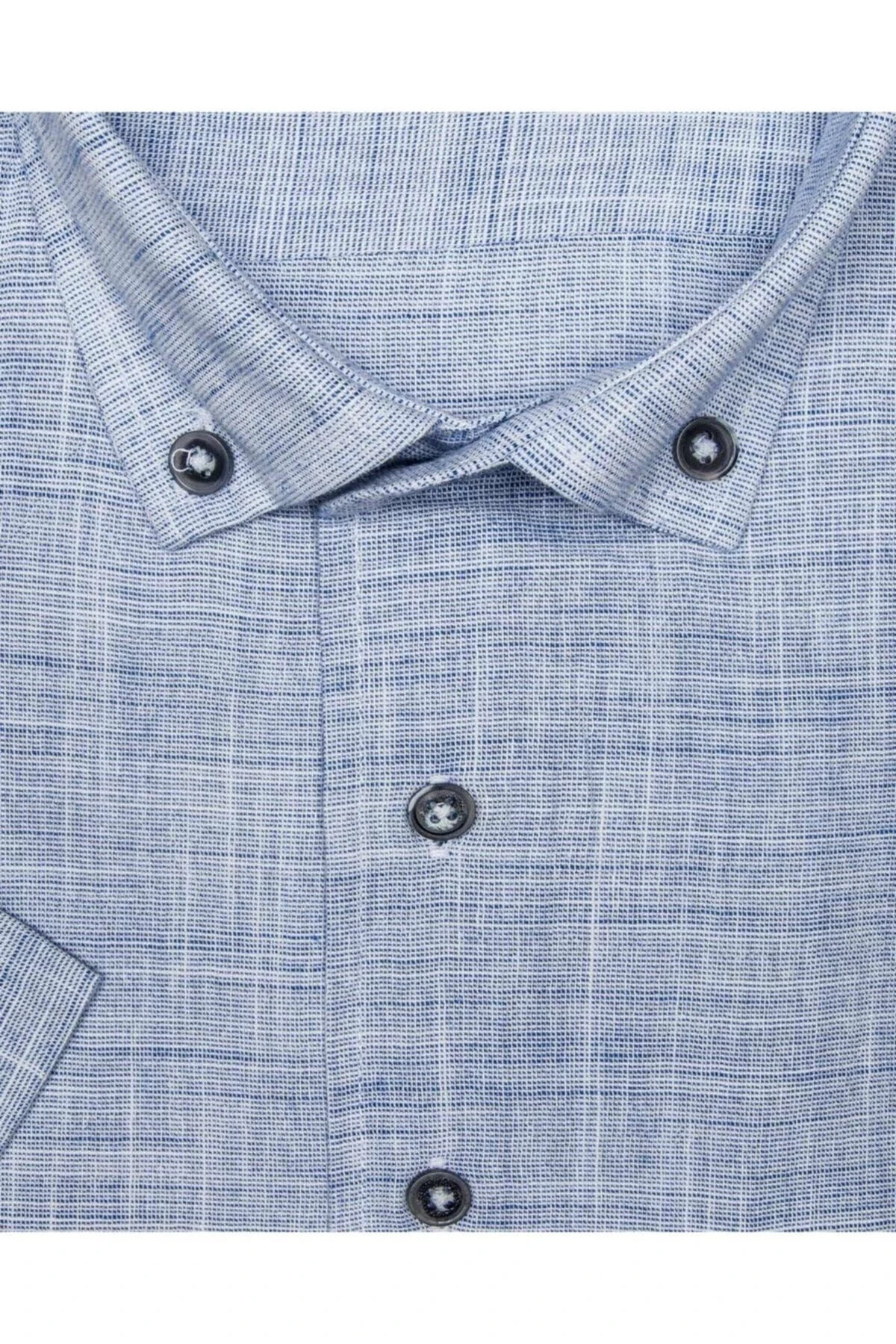 Kısa Kollu Gri Erkek Gömlek Bol Kesim Tam Pamuk