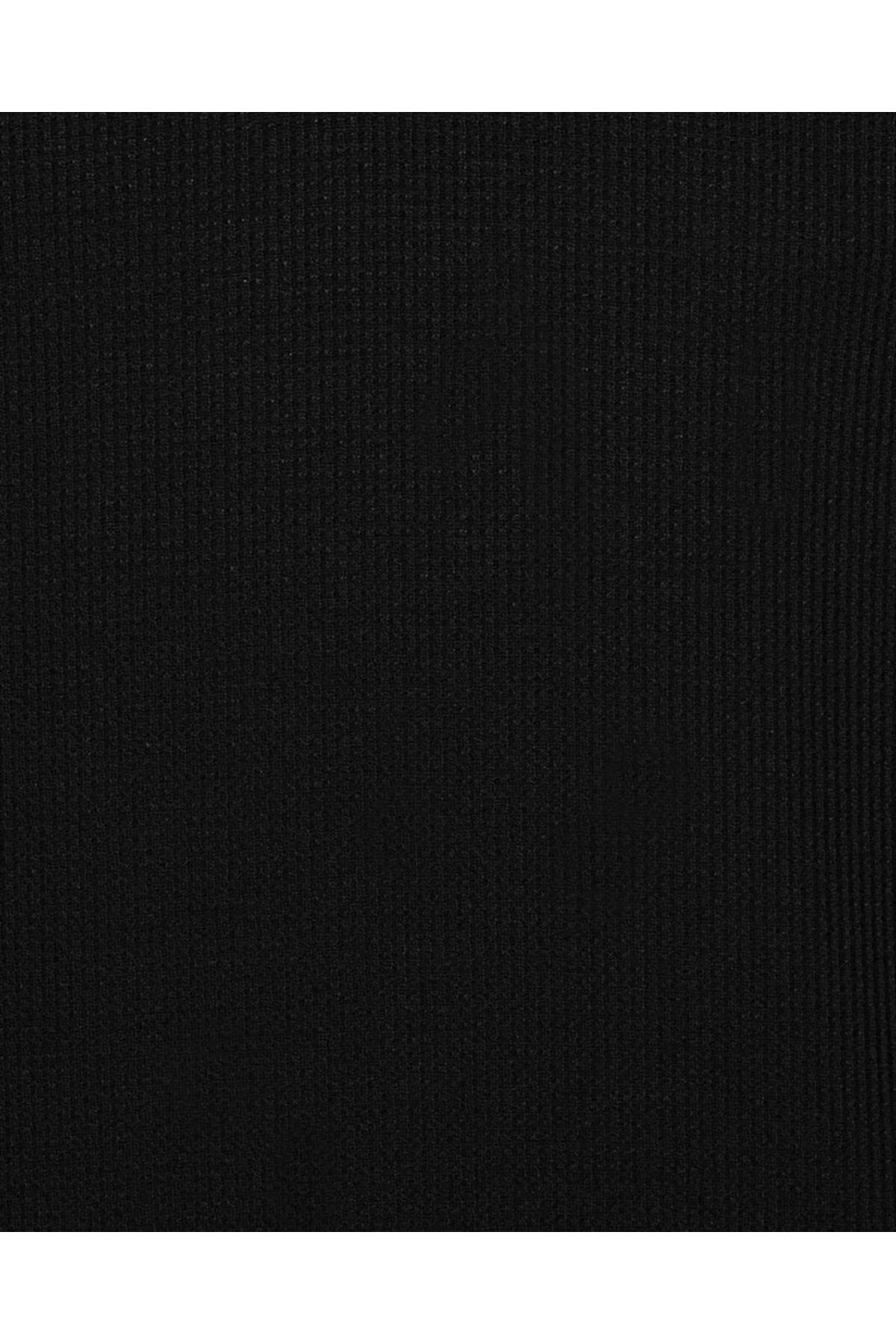 Süvari Rahat Kalıp Waffle Desen Siyah Polo Yaka Triko