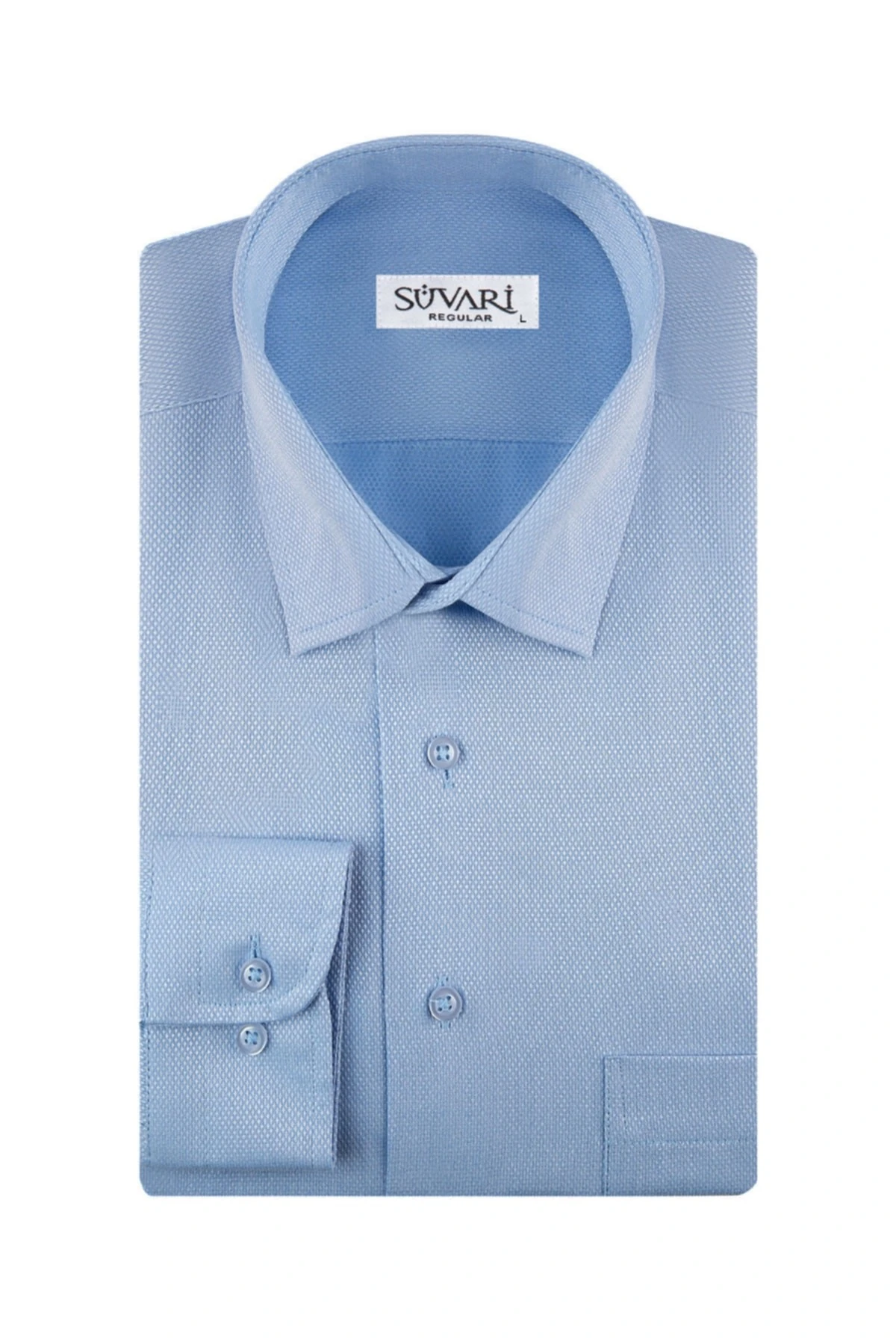 Rahat Kalıp Armür Desenli Cepli Beyaz Erkek Gömlek