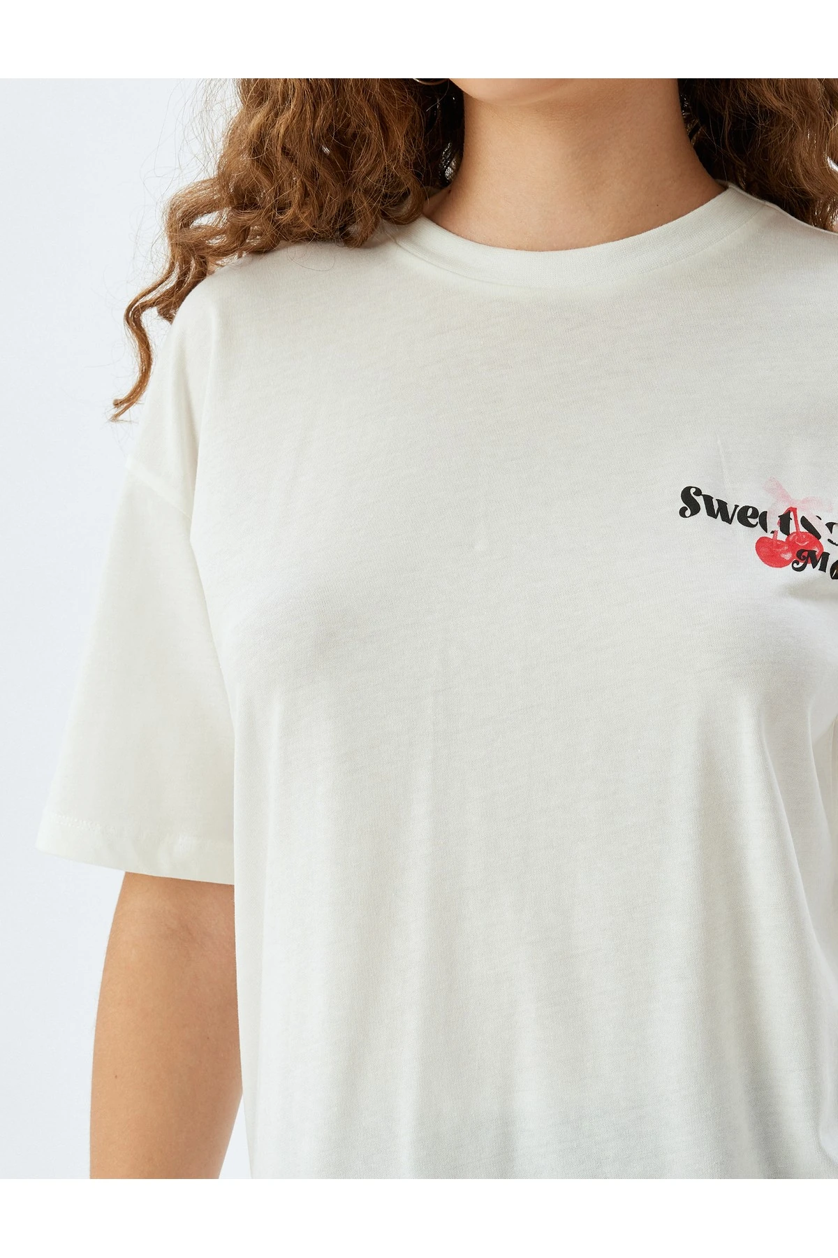 Bisiklet Yaka Ekru Kadın T-Shirt 5SAL10124IK