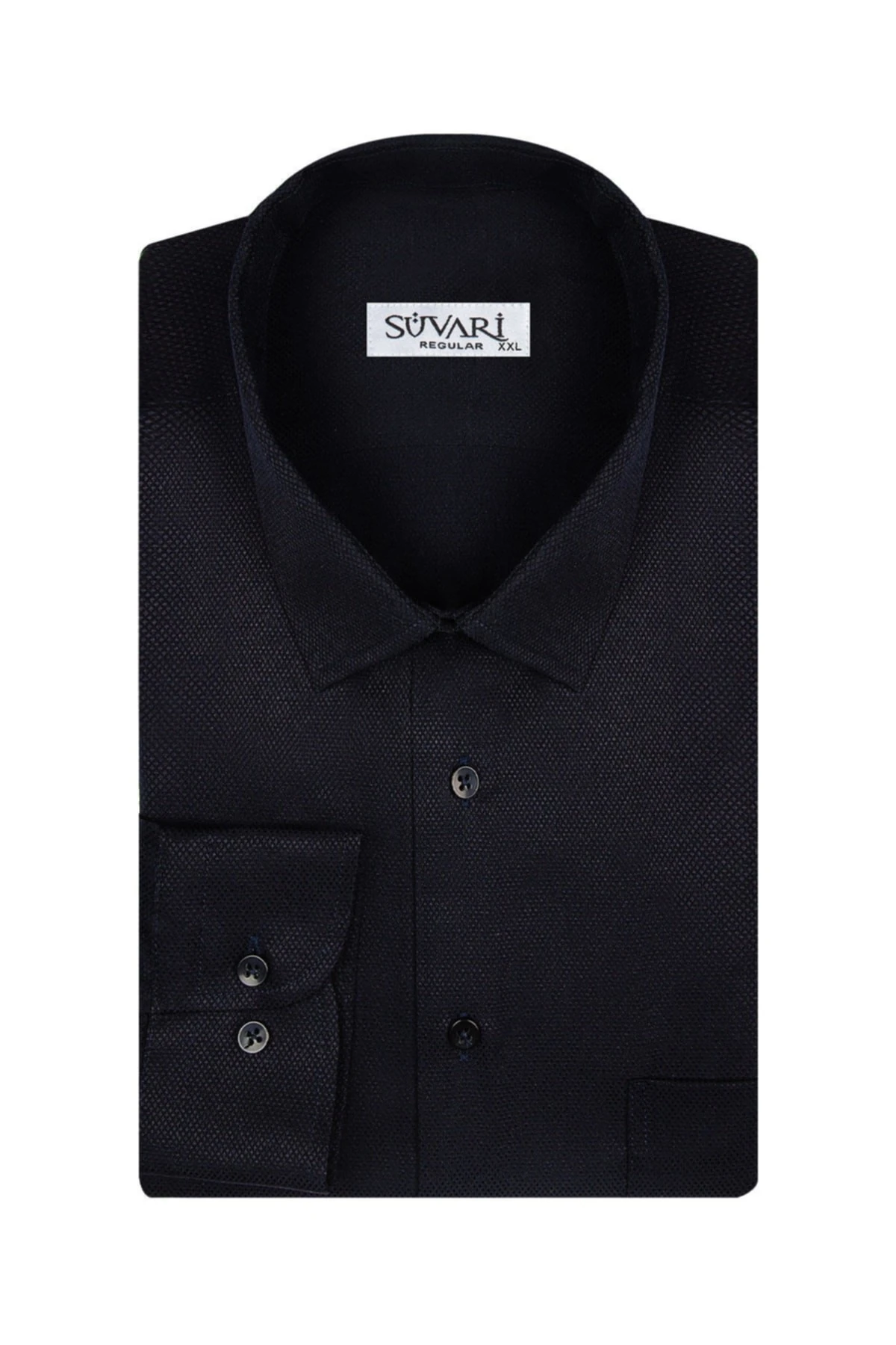 Rahat Kalıp Armür Desenli Cepli Beyaz Erkek Gömlek