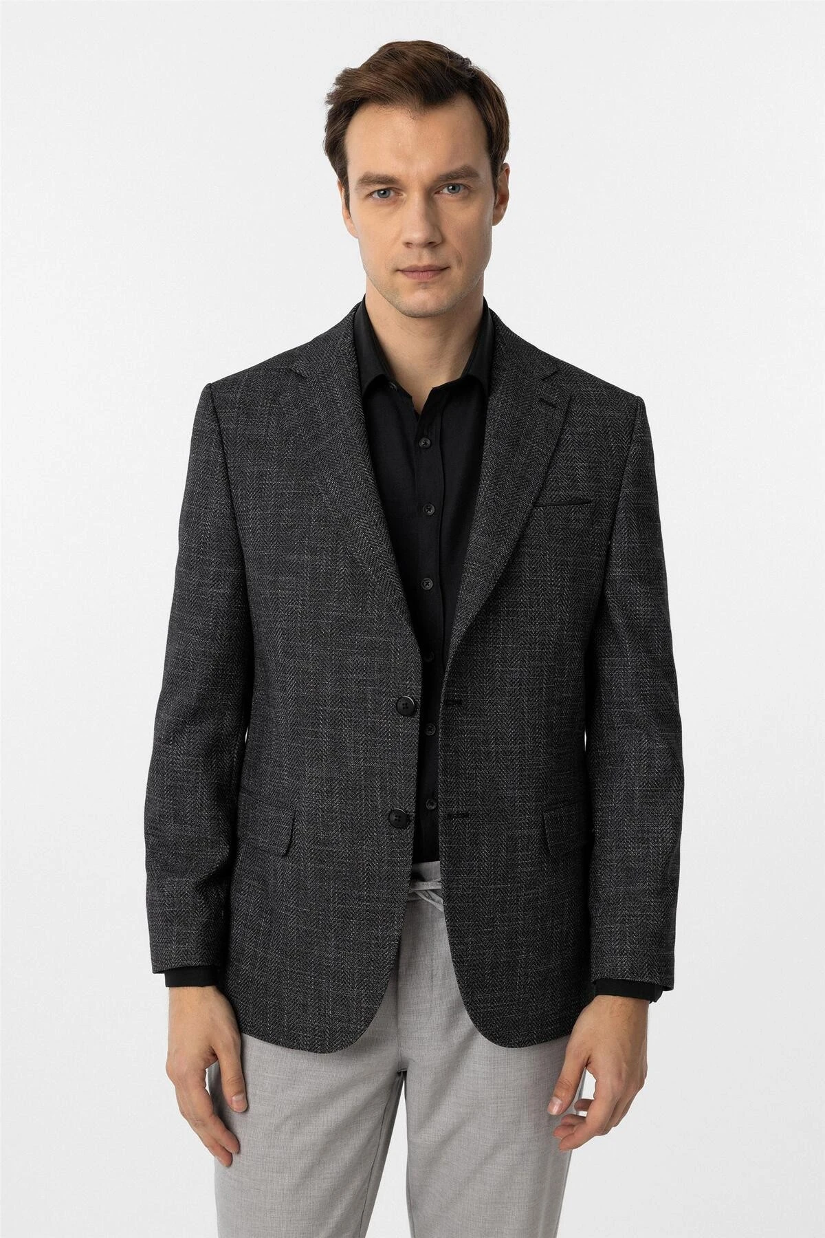 Süvari Bol Kesim 4 Drop Siyah Erkek Tek Ceket