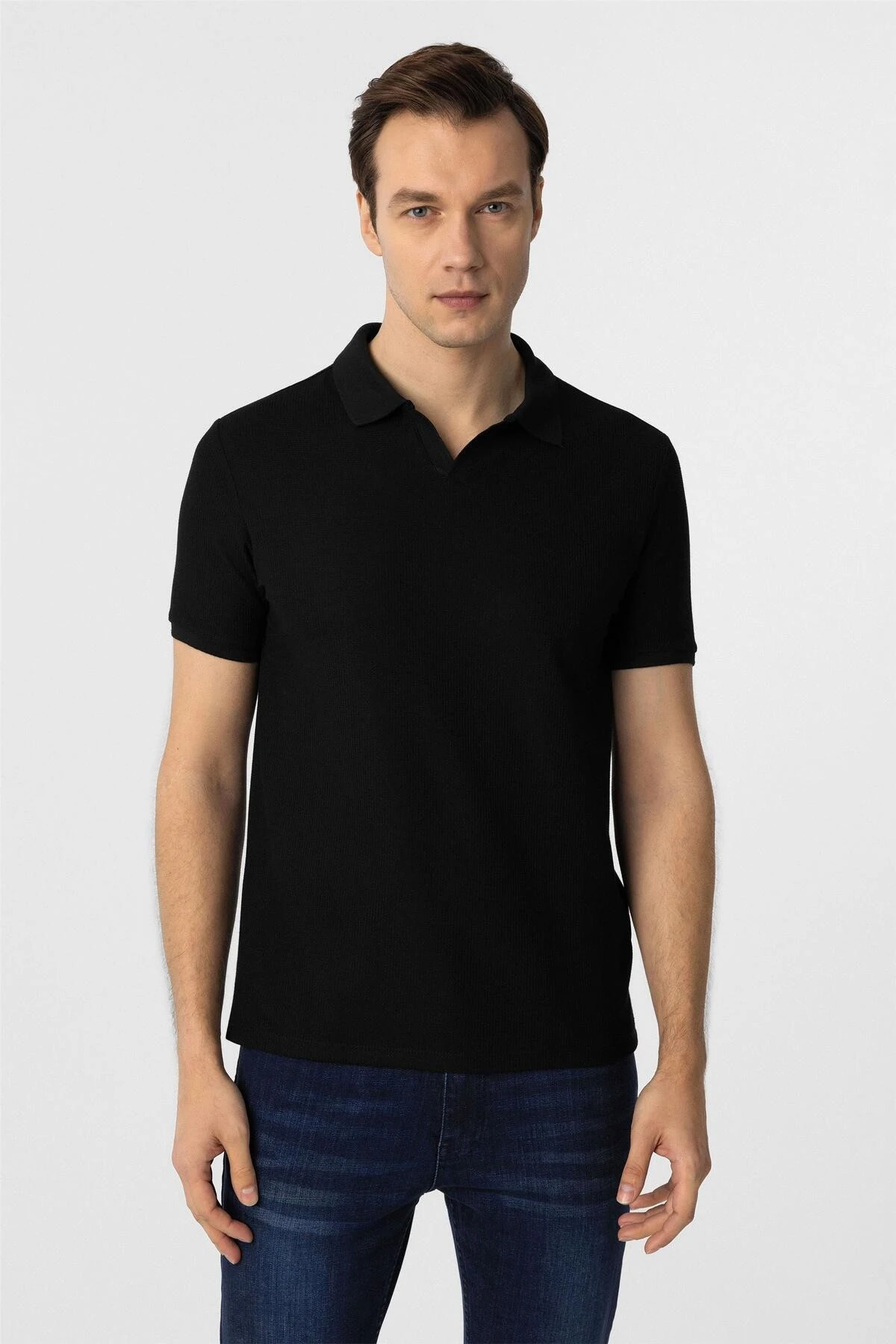 Mavi Slim Fit Armürlü Polo Yaka Tişört