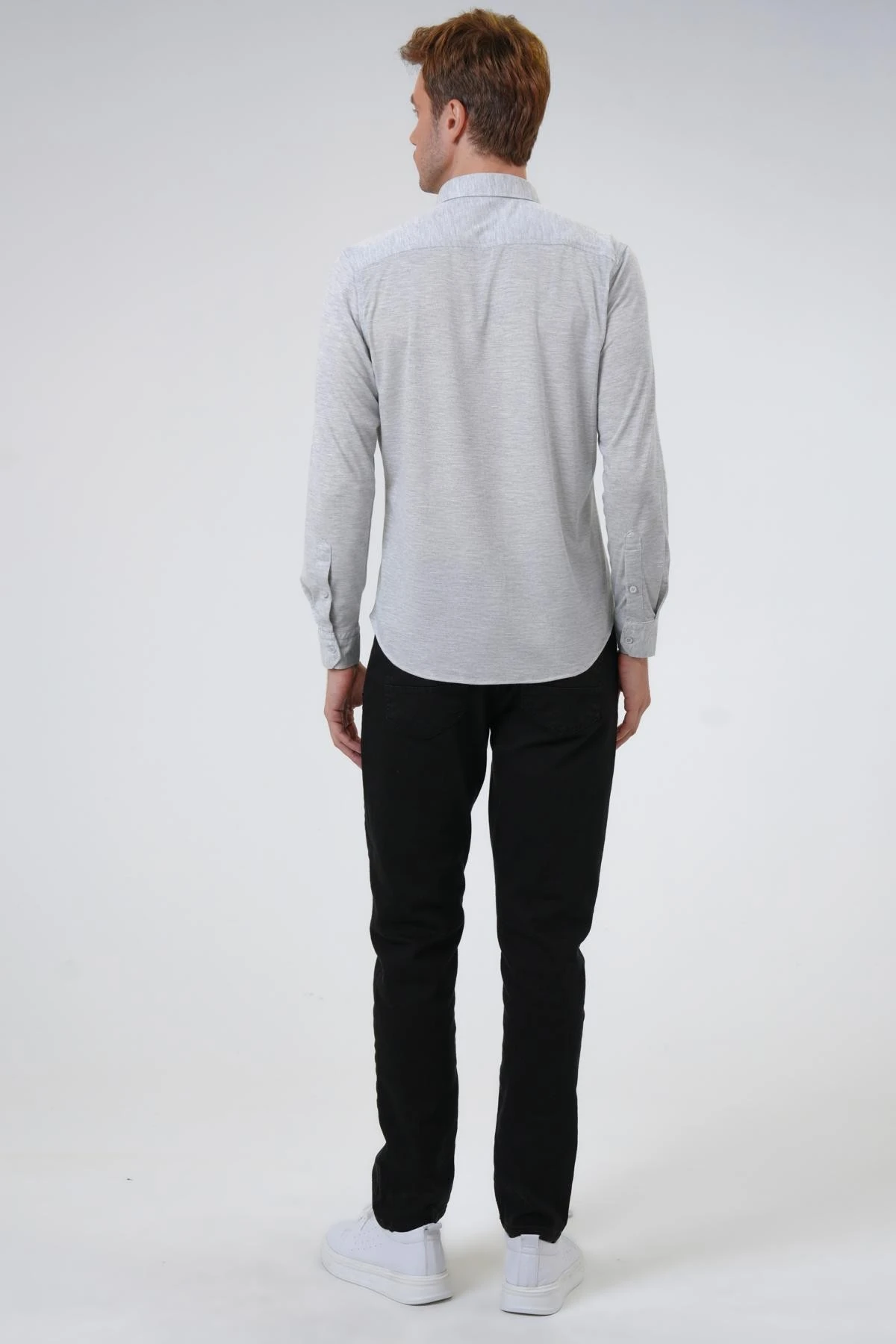 Manşetli Slim Armürlü Gömlek