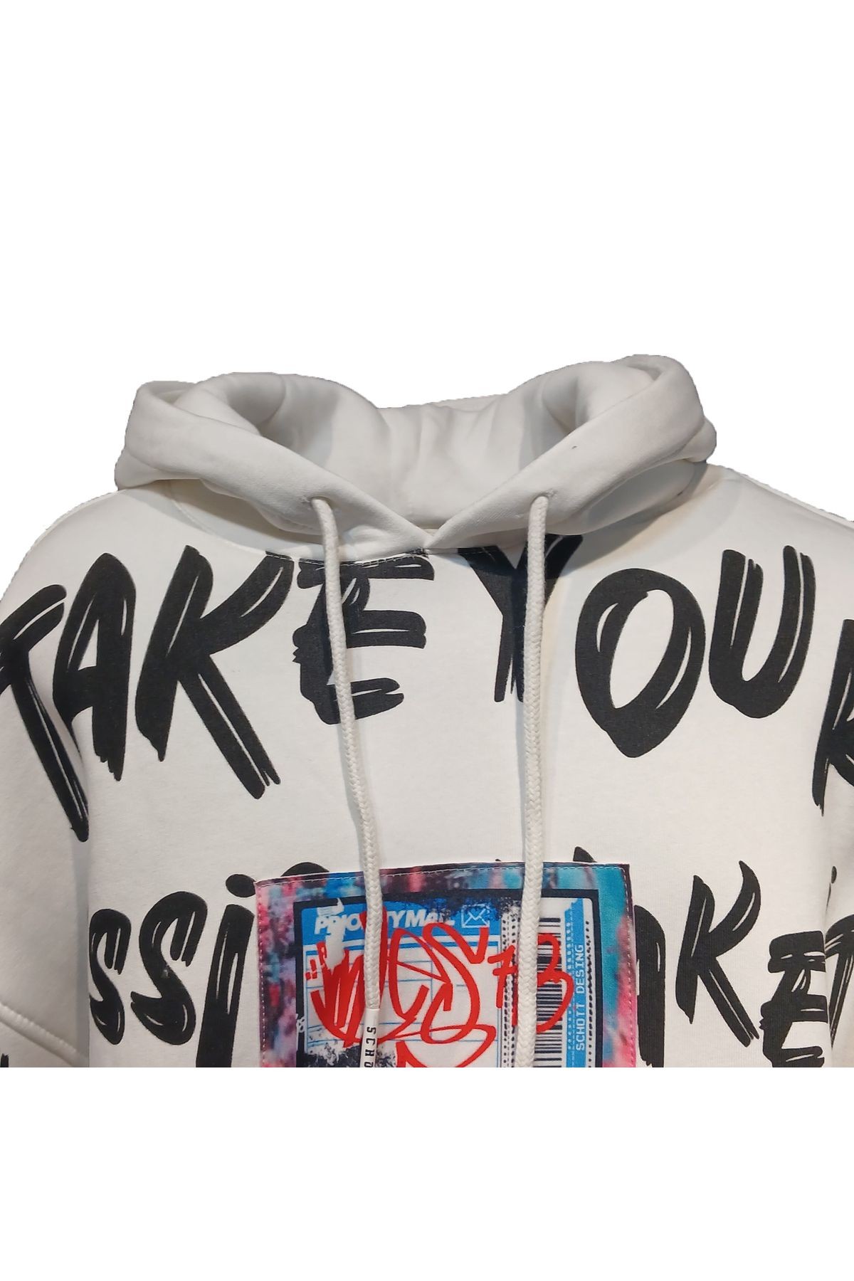 %100 PAMUK UNİSEX OWERSIZE BASKILI KAPÜŞONLU TREND SWEATSHIRT