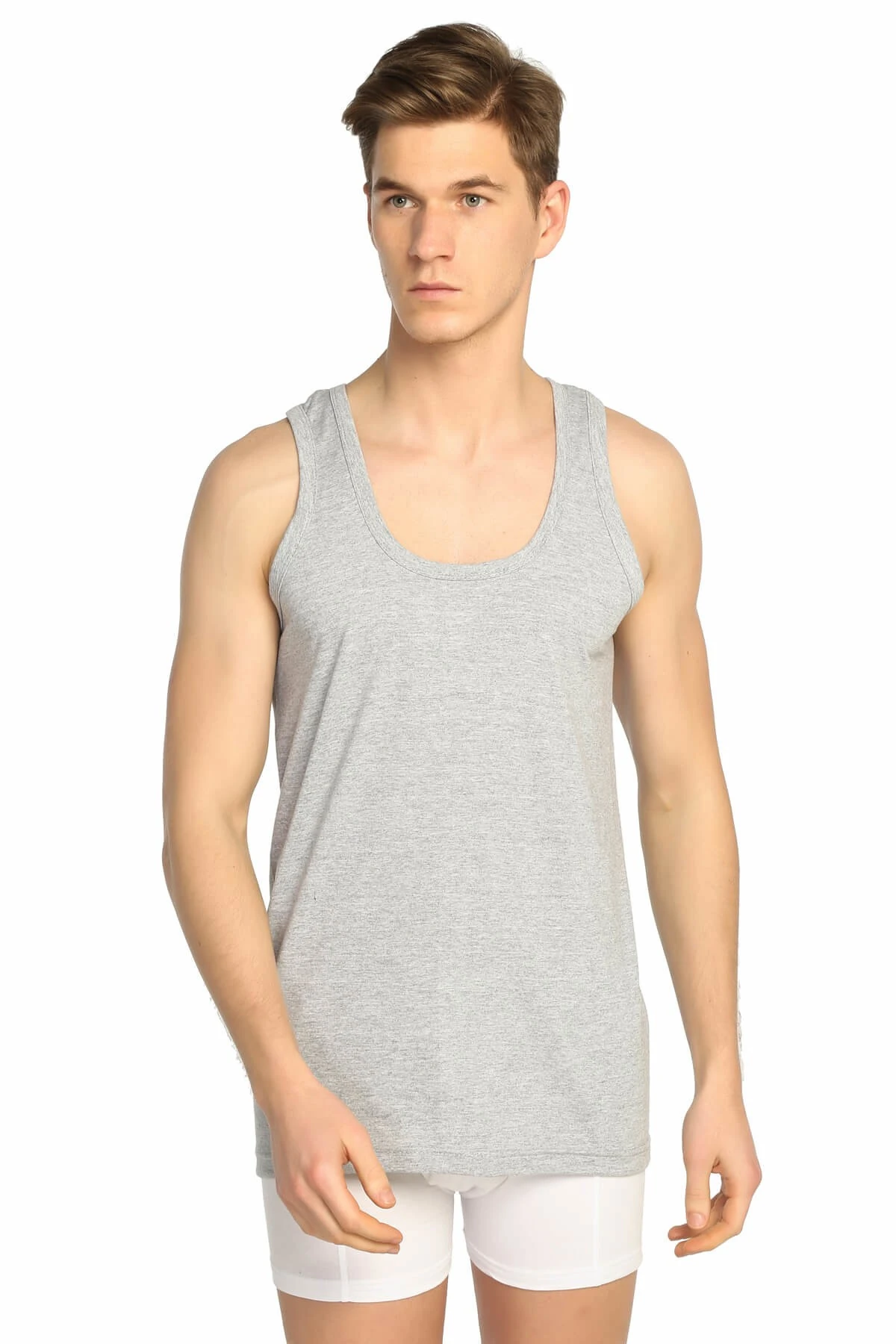 Erkek Yeni Haki Askılı Pamuk Klasik Atlet