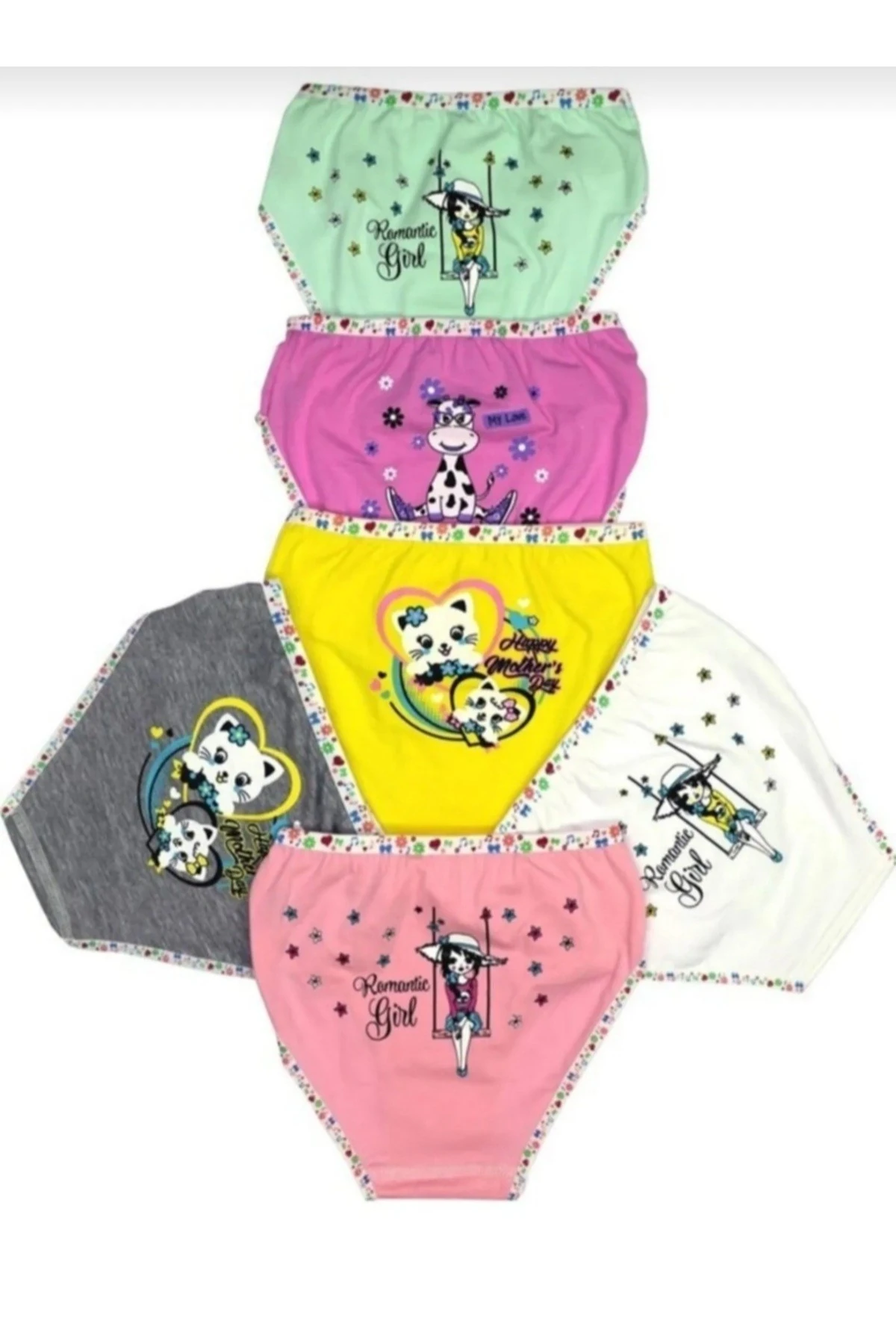Kız Çocuk 6'lı Arka Baskılı Külot