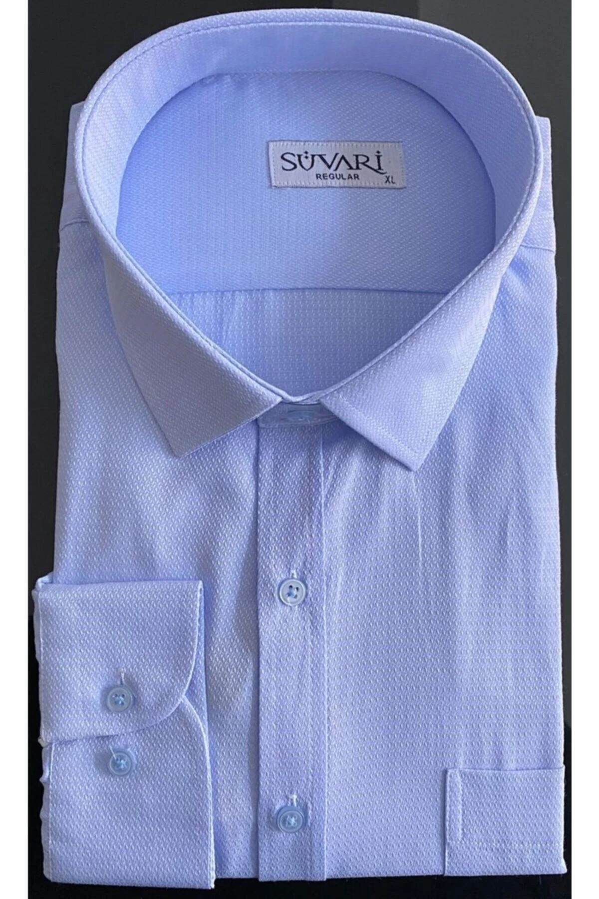 Bol Kesim Armür Desenli Siyah Erkek Gömlek