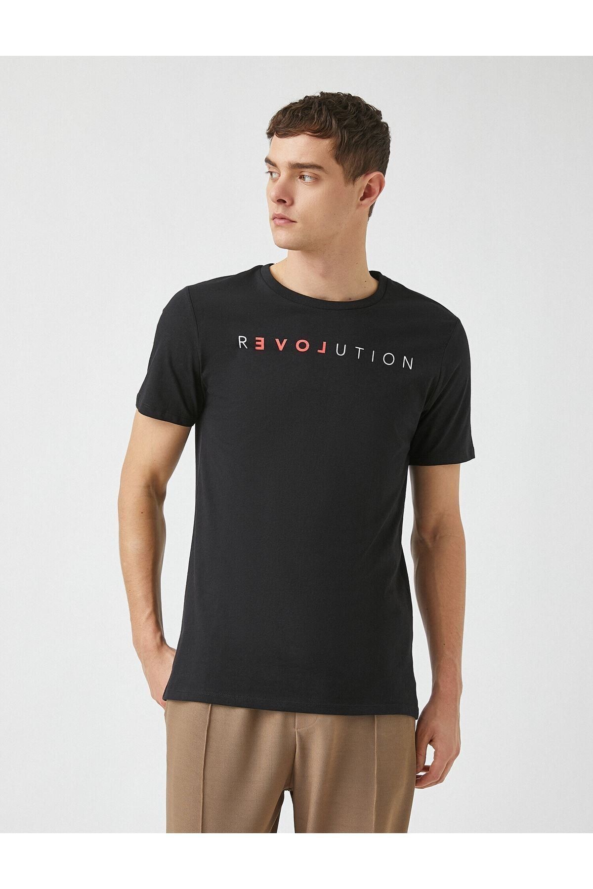 2yam11263dk Erkek T-shirt Siyah