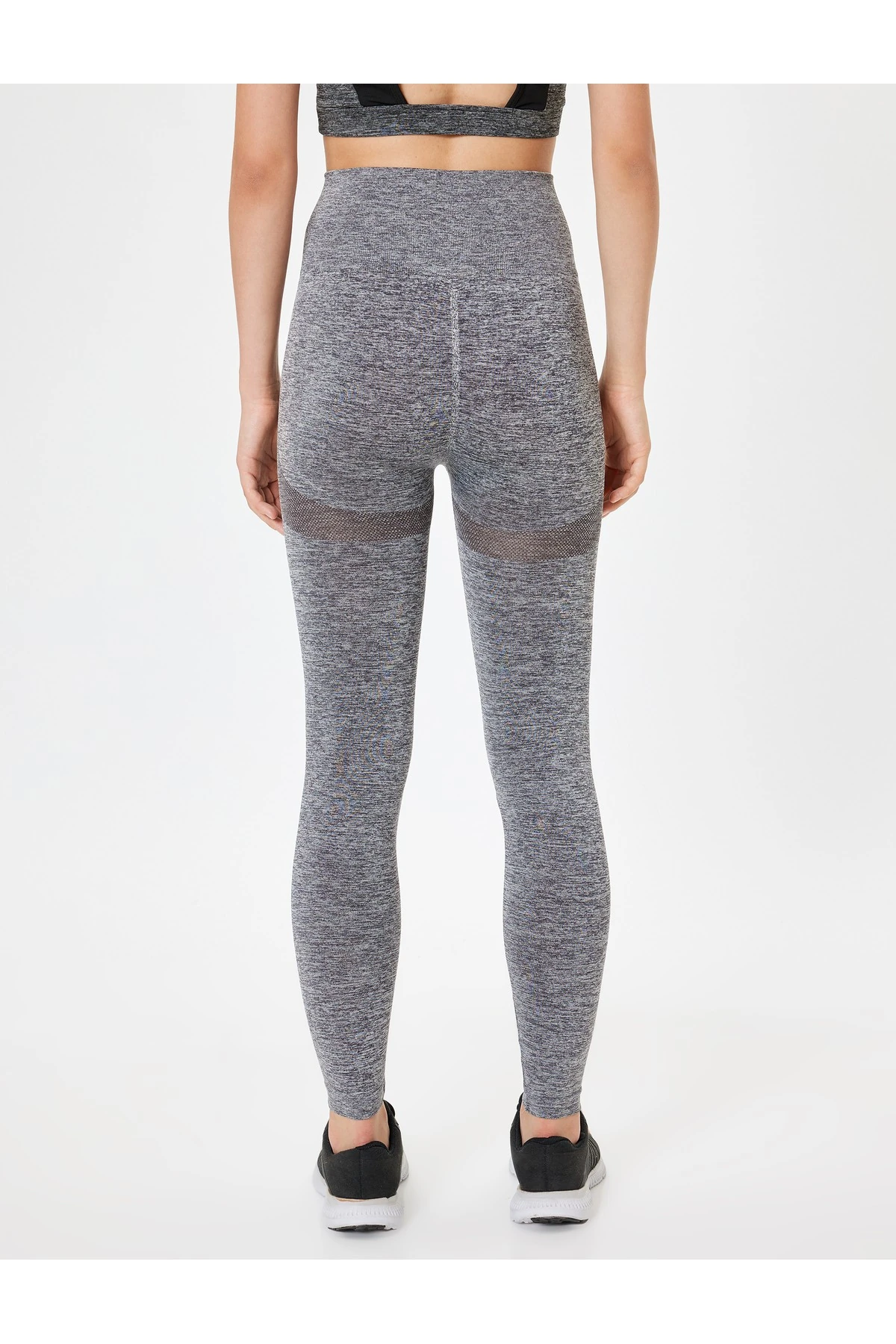 Dikişsiz Tayt Spor Yüksek Bel Tül Detaylı Kırçıllı Slim Fit