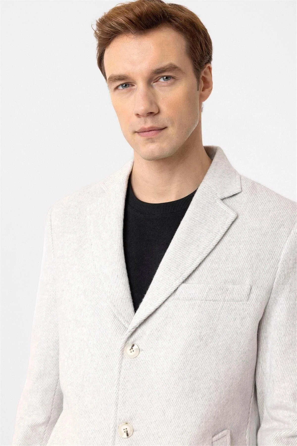 Gri Slim Desenli Mono Yaka Kaban