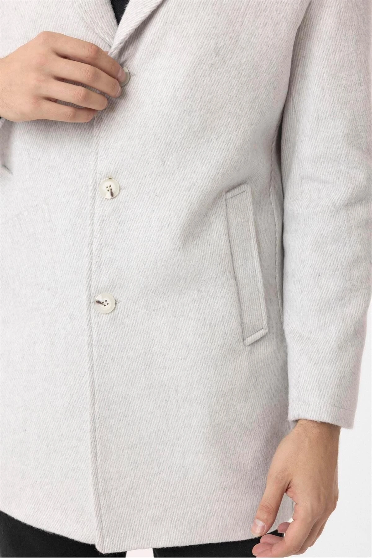 Gri Slim Desenli Mono Yaka Kaban