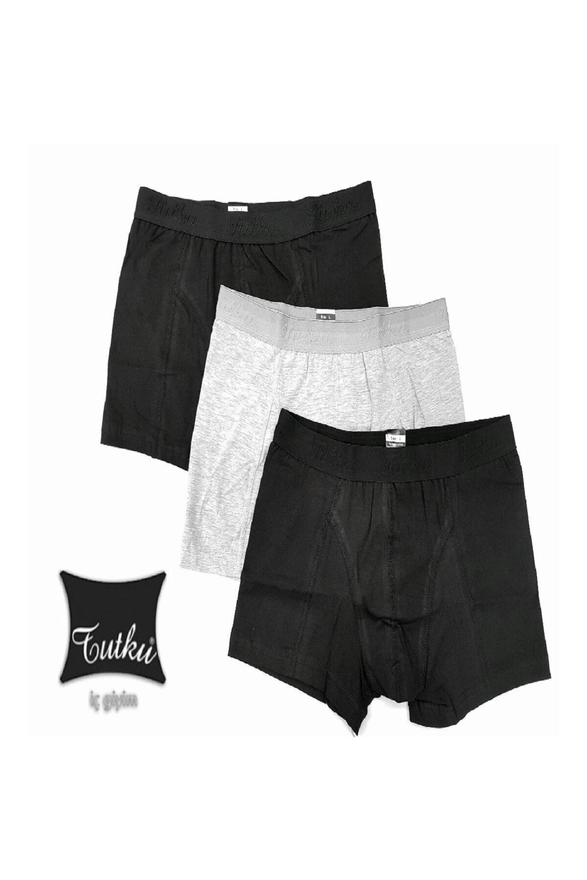 Erkek Likralı Elastan Boxer Siyah Renk 6'lı Paket