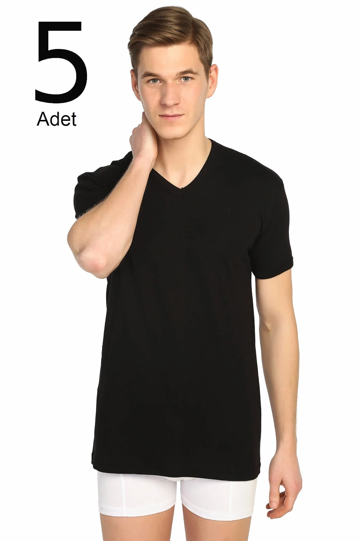 Erkek Siyah 5'li Paket Ribana V Yaka Fanila ELF568T0107CCM5