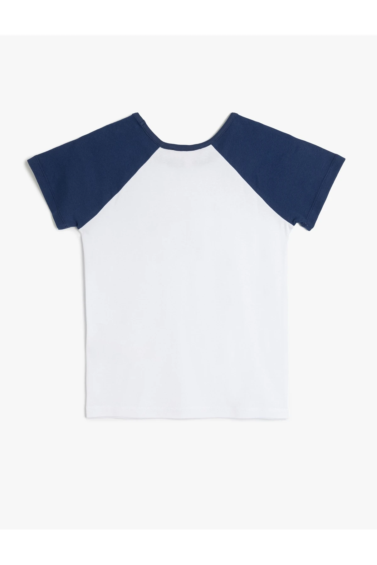 Pamuklu Renk Bloklu Bisiklet Yaka Kısa Kollu Baskılı Kadın Tişört