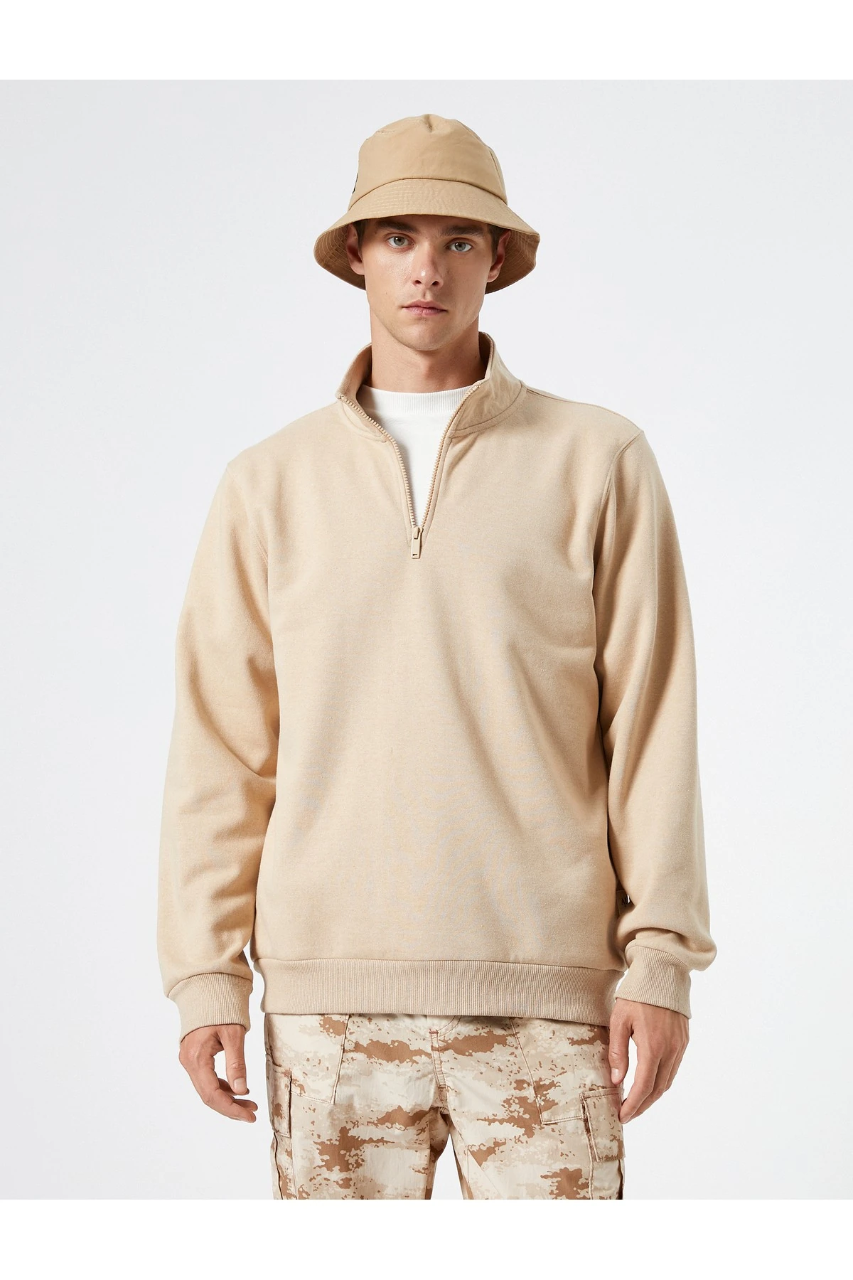 4WAM70126MK Koton Erkek Sweat BEJ