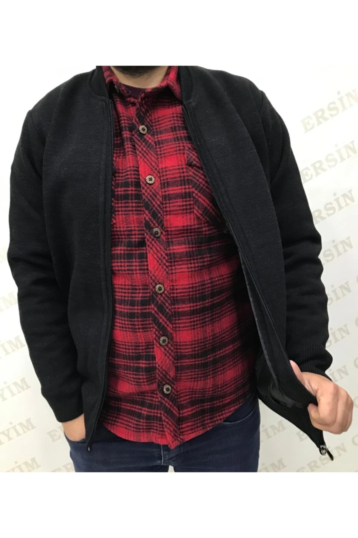 Erkek Füme Klasik İçi Astarlı Hırka