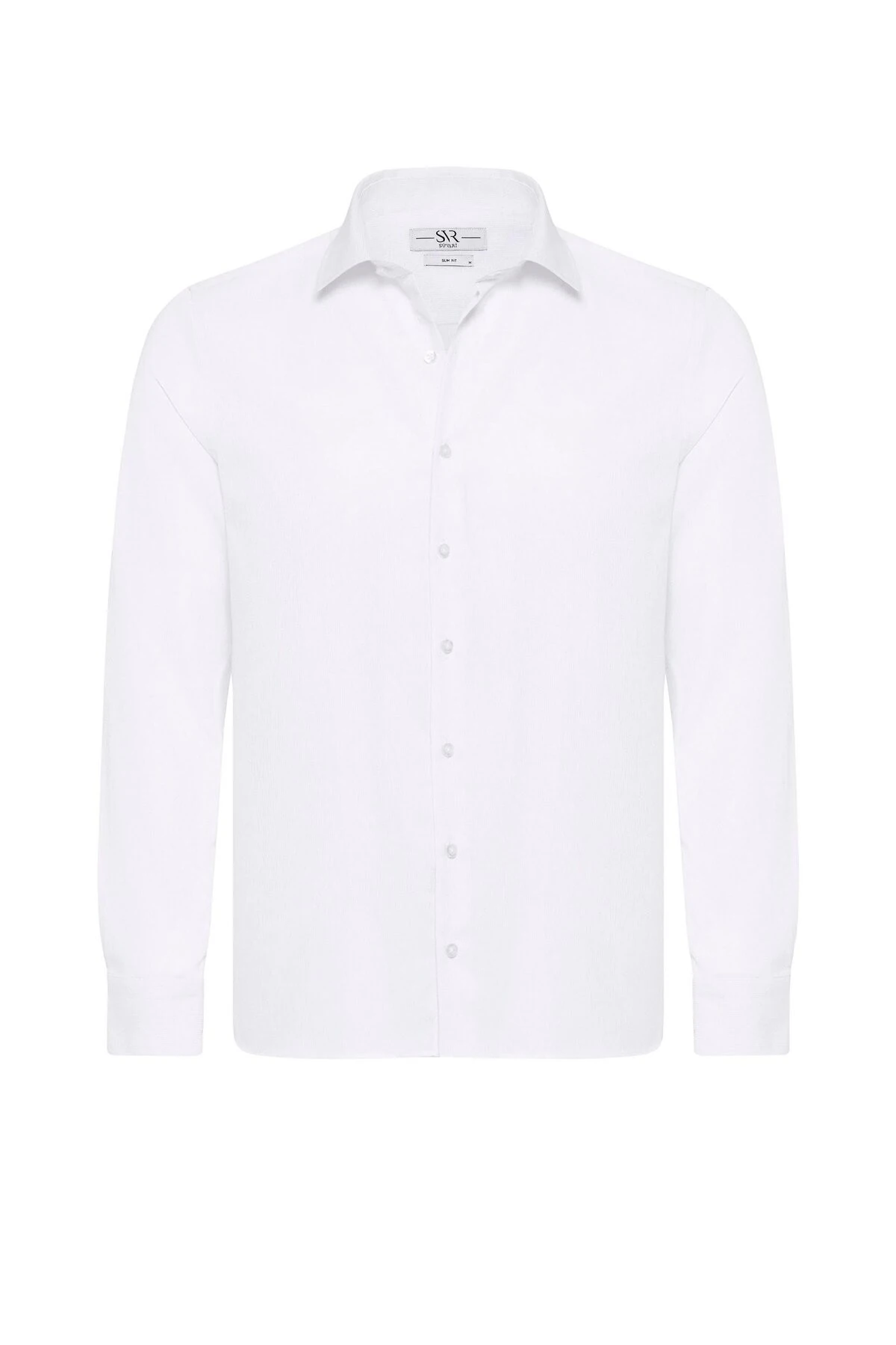 Beyaz Slim Fit Düz Klasik Yaka Gömlek