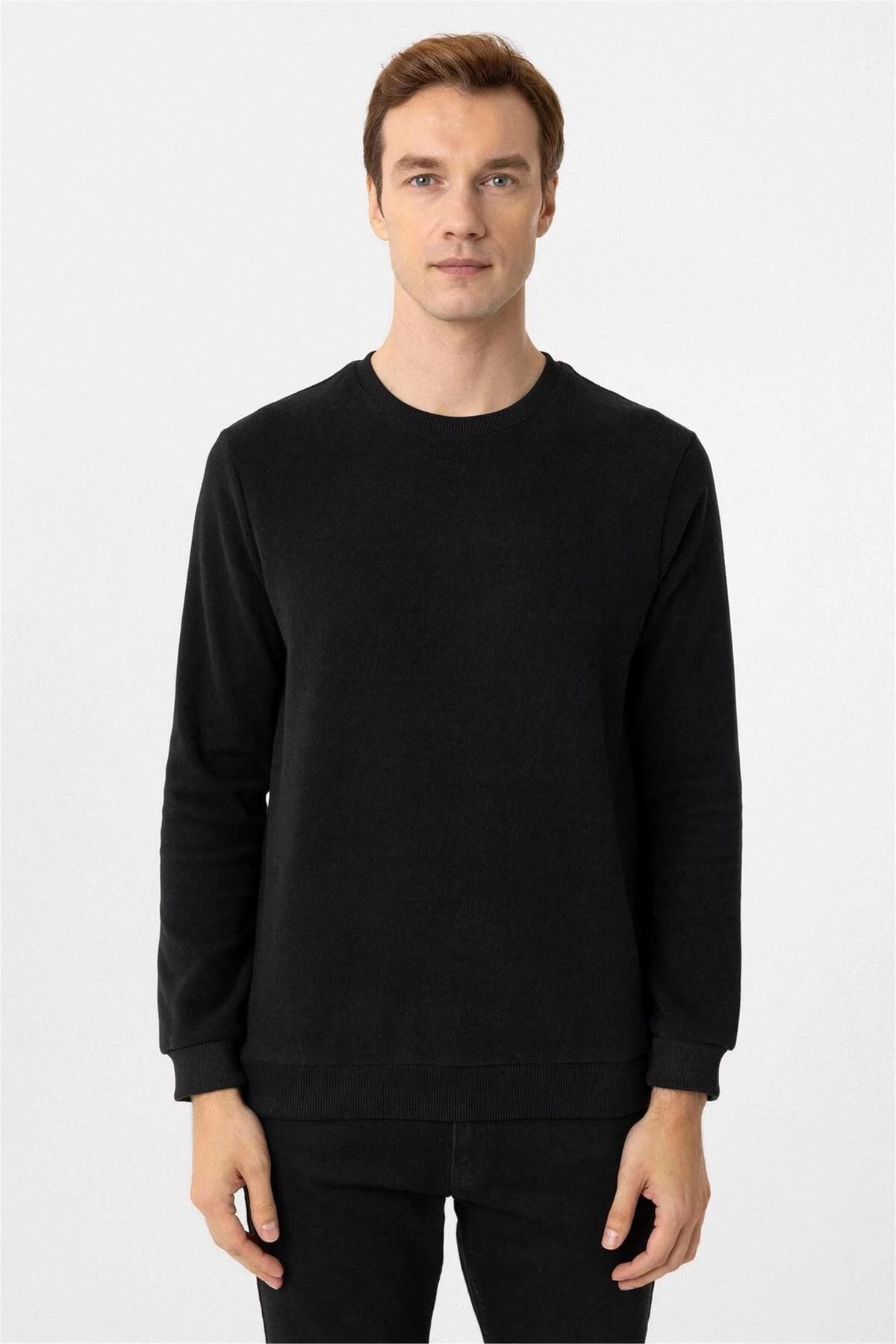 Lacivert Regular Düz Bisiklet Yaka Triko