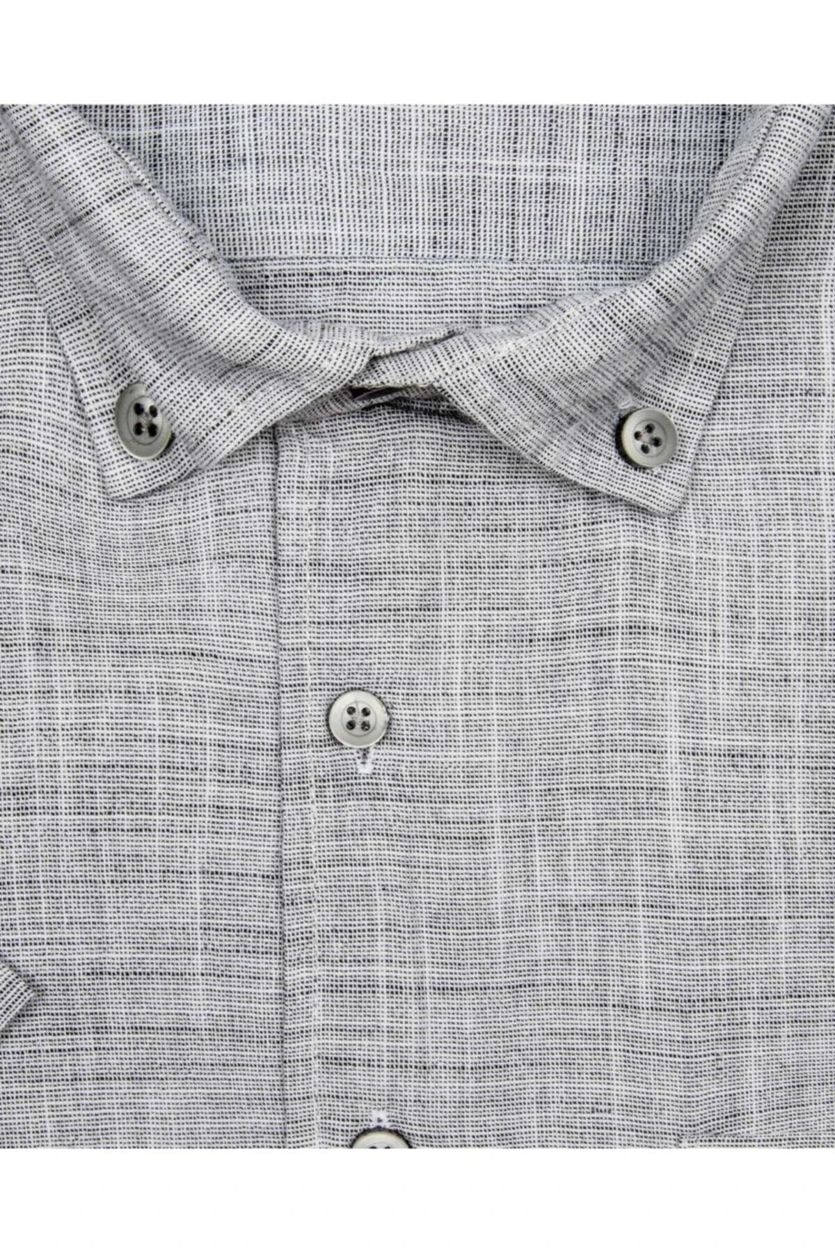 Kısa Kollu Gri Erkek Gömlek Bol Kesim Tam Pamuk