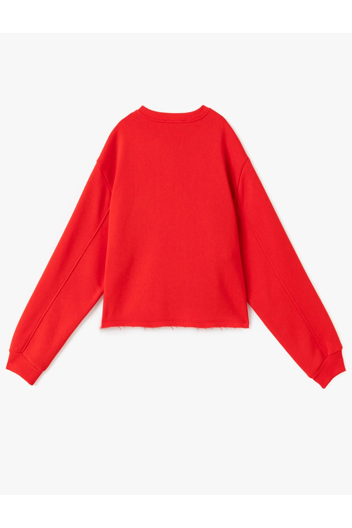 Şardonlu Kolej Baskılı Bisiklet Yaka Crop Sweatshirt